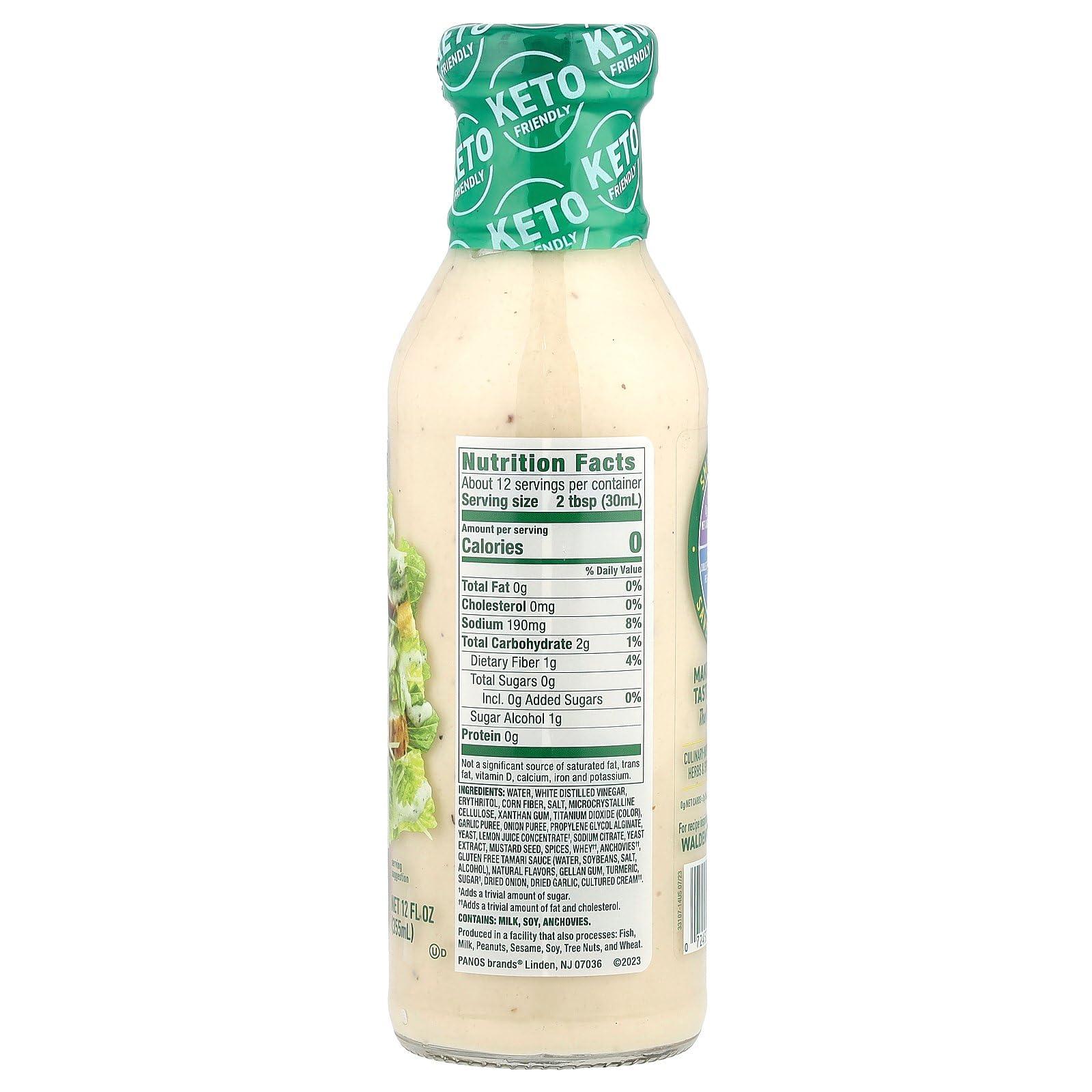 Walden Farms Walden Farms Caesar Dressing - Calorie-Free, Gluten-Free, Low Carb, Keto-Friendly, Sugar-Free, Classic Caesar Flavor, (12 oz Bottle)