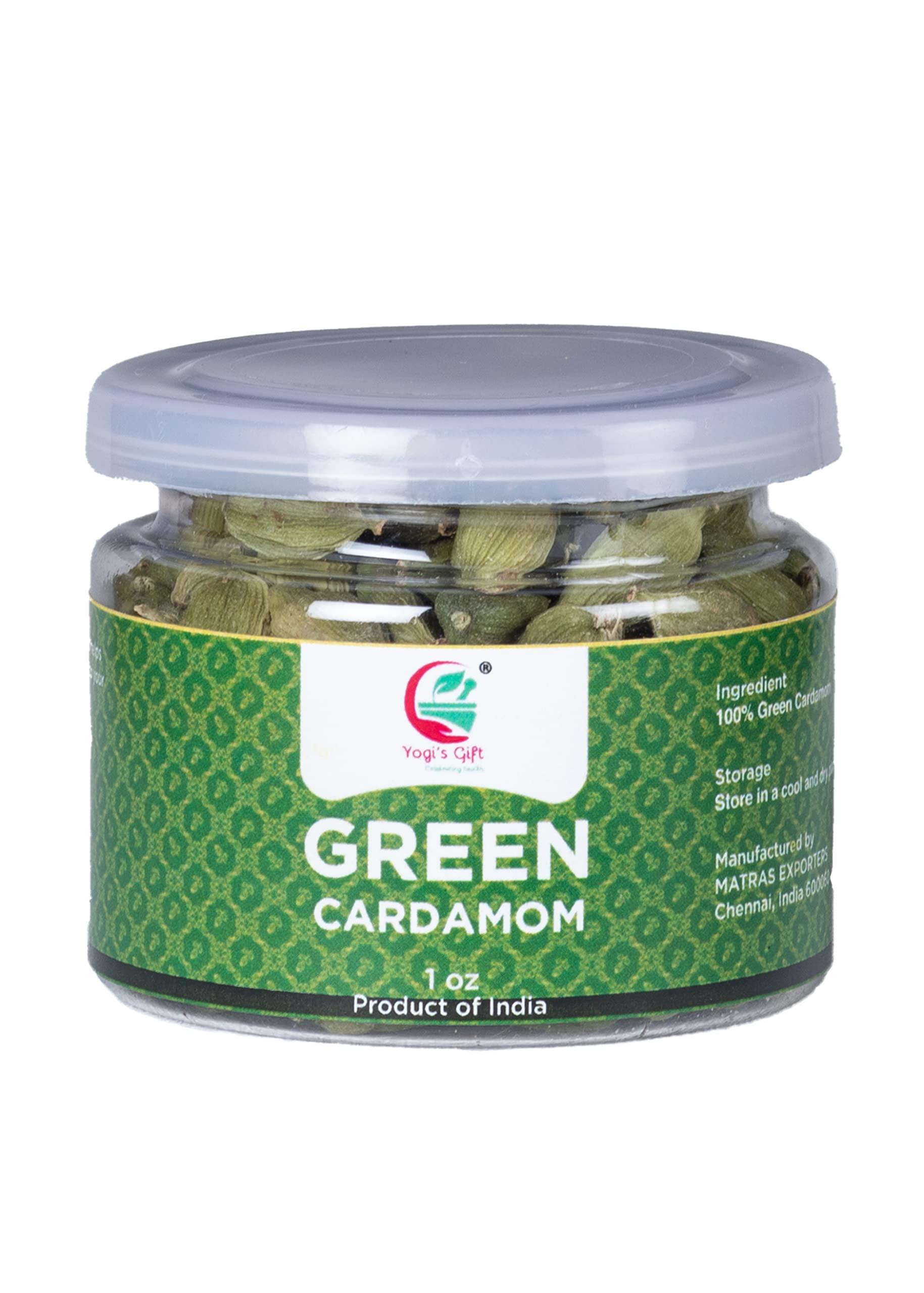 YOGI’S GIFT – Celebrating health Indian GREEN CARDAMOM Pods Whole | 1 oz | Flavourful Indian Spice | Semillas de Cardamomo | by Yogi's Gift