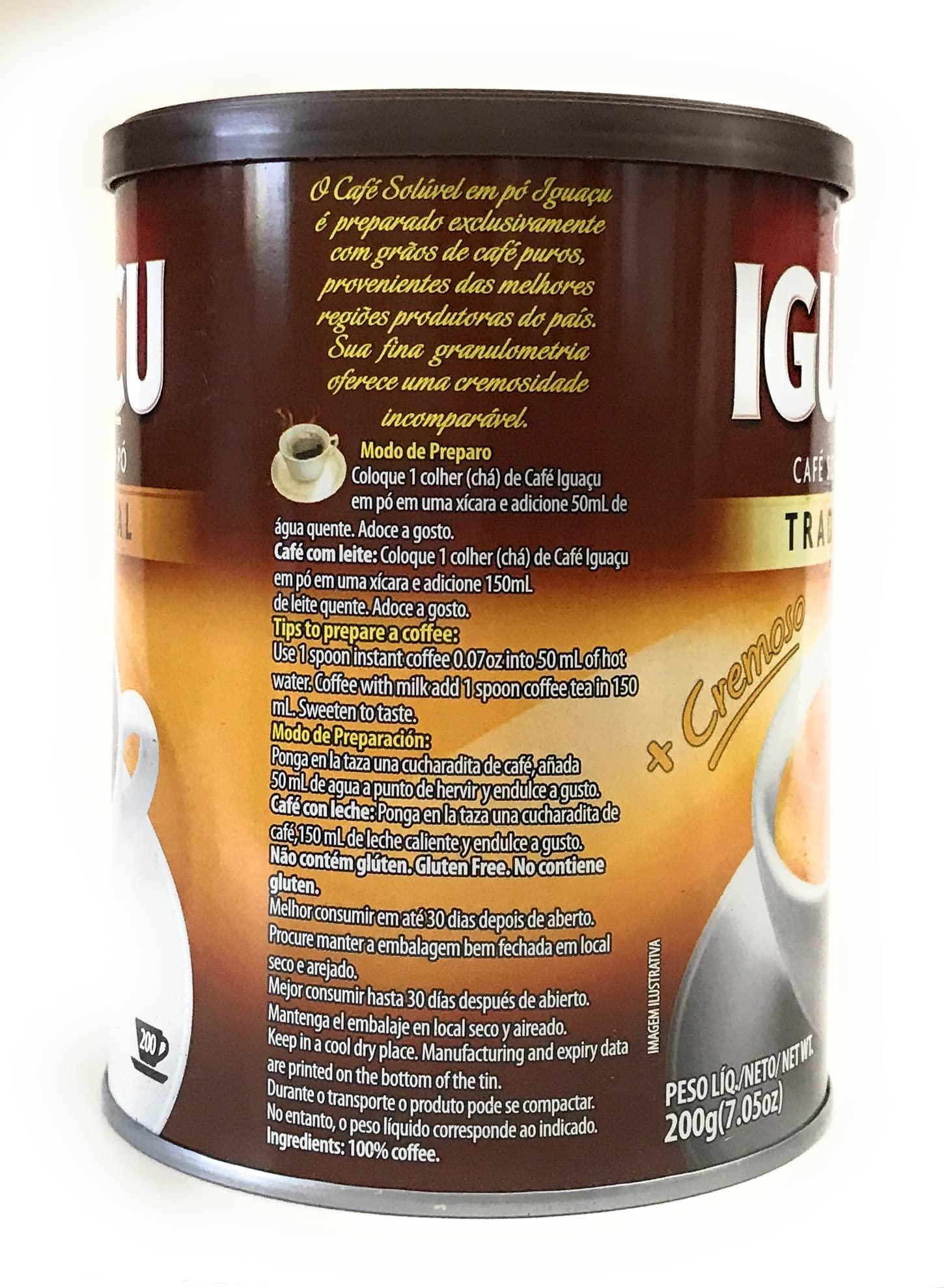 Cafe Iguacu Cafe Iguacu Tradicional Instant Brazilian Coffee, Can 200 grams