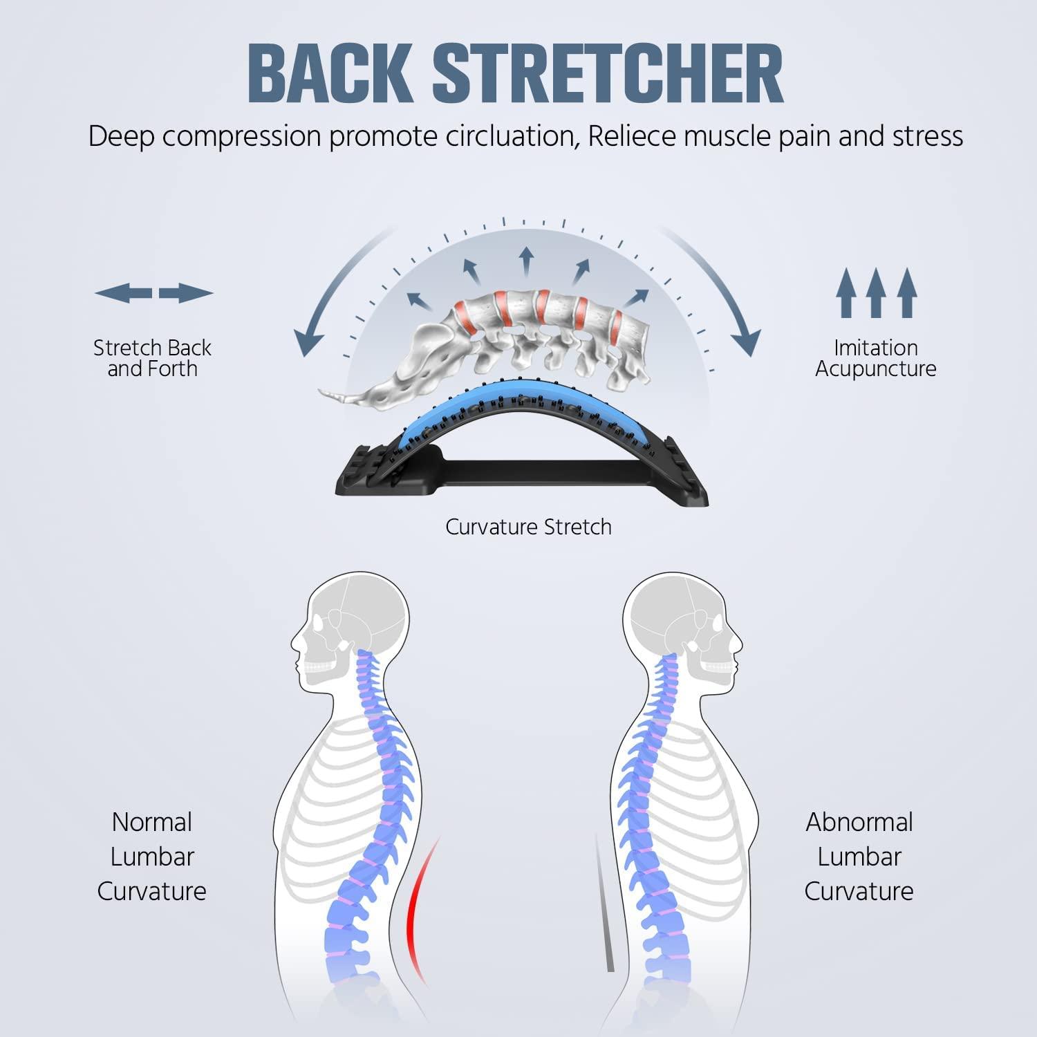 AFTRYOUGO AFTRYOUGO Back Stretcher with, Chest Expander, Lumbar Back Pain Relief Device, Multi-Level Back Massager Lumbar, Pain Relief for Herniated Disc, Sciatica, Scoliosis