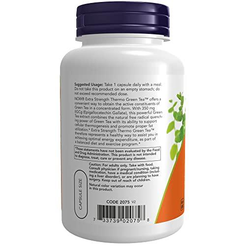 NOW NOW Supplements, Thermo Green Tea™, Extra Strength, with 700 mg Green Tea and 350 mg EGCg, 90 Veg Capsules