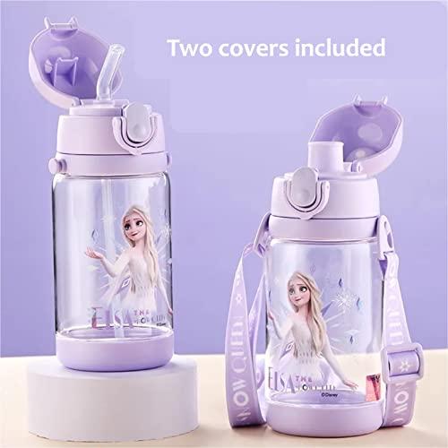 Everyday Delights Everyday Delights Frozen Elsa Water Bottle Double Covers with Straw and Strap 520ml - Purple
