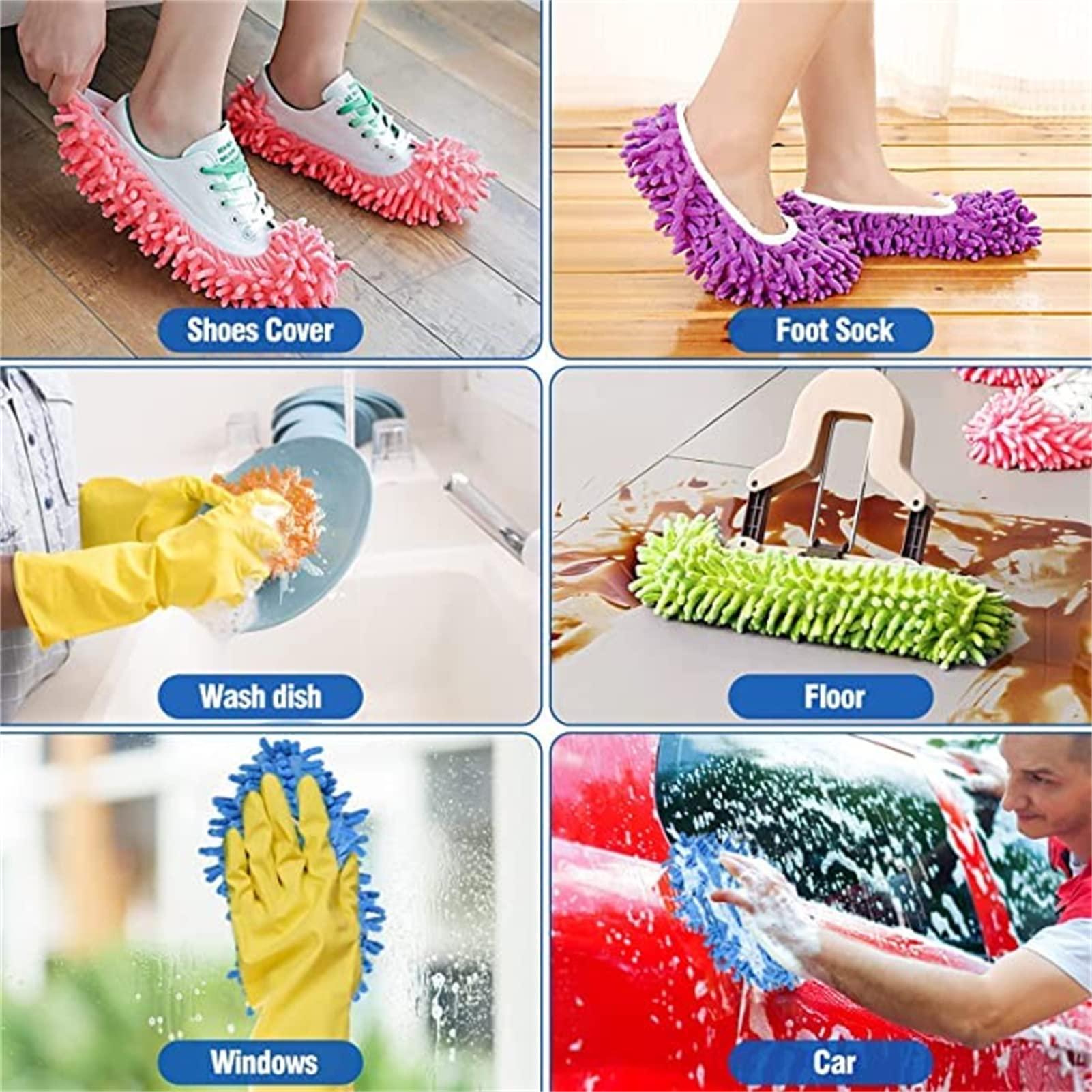 xiaojun xiaojun 3-Pairs Mop Slippers, Microfiber Mop Socks, Lazy Cleaning Shoe Covers for Floor Cleaning,Soft Washable Reusable Microfiber Foot Socks Floor Cleaning Tools Shoe Cover,Pink