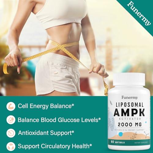 Funermy Liposomal AMPK Activator 2000 mg - High Bioavailability Berberine HCL,DIM,Milk Thistle,and Cinnamon Bark Capsule 6-in-1 AMPK Supplements for Antioxidant Support and Cellular Regulation, 240 Softgels