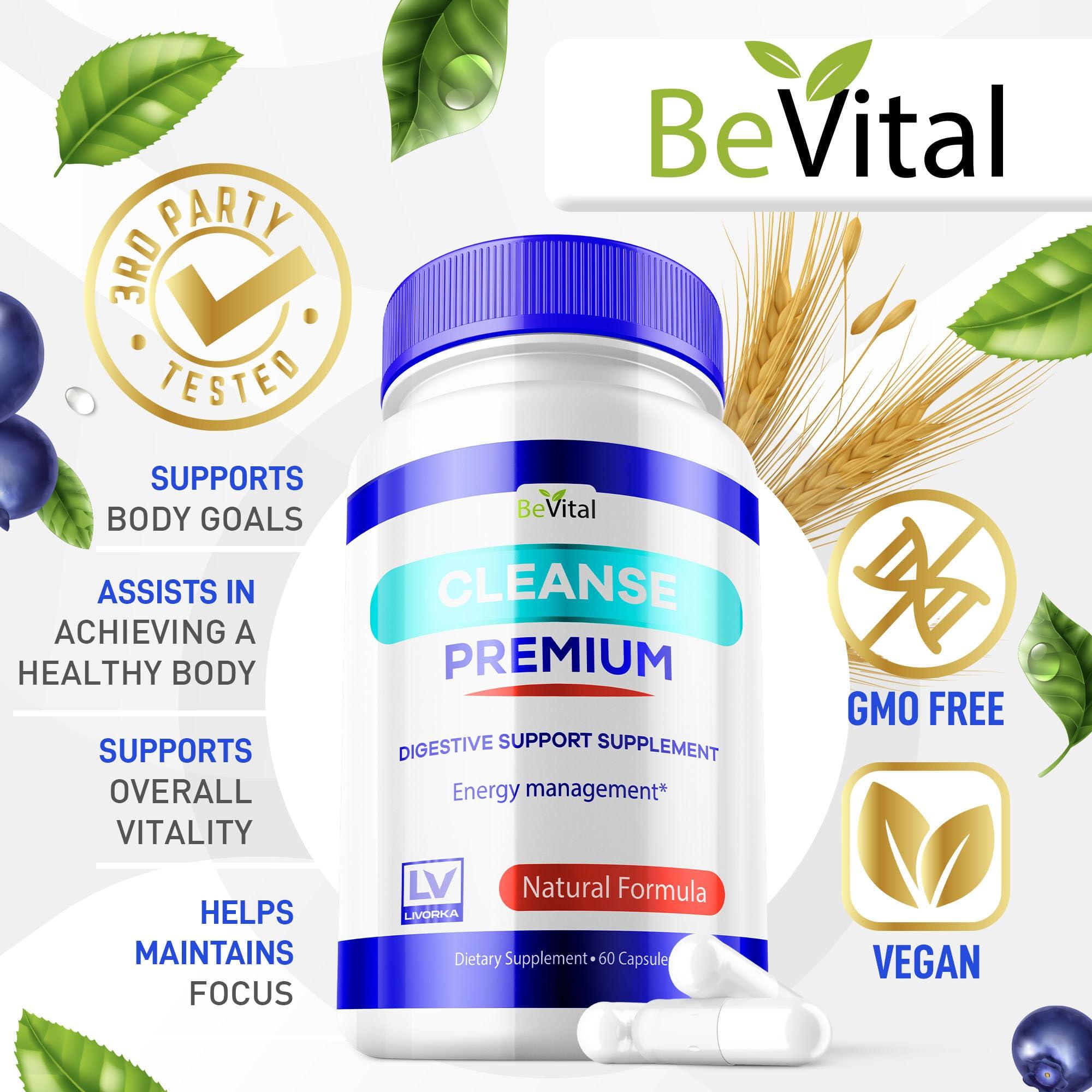 LIVORKA 3 Pack - Bevital Cleanse Premium, Cleanse Premium, Bevital Healthy Digestion, Bevital Advanced Cleanse Formula 180 Capsules for 90 Days, Premium Cleanse, for Gut Health Premium Cleanse.