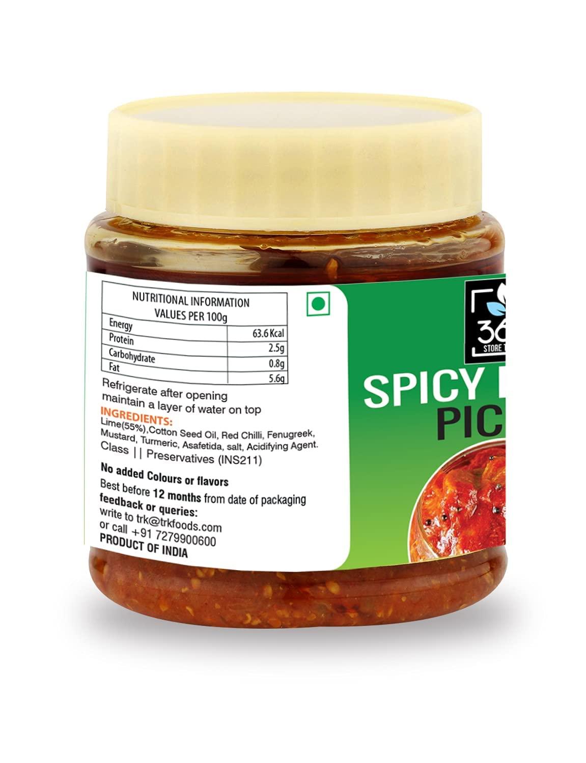 Veena Veena 365 Store to Door Spicy Lemon Pickle, 250g | Spicy Lime Achaar | Tikha Nimbu Ka Achar | Homemade, No Preservatives, No Oil | 100% Pure & Hygiene | Ready to Eat