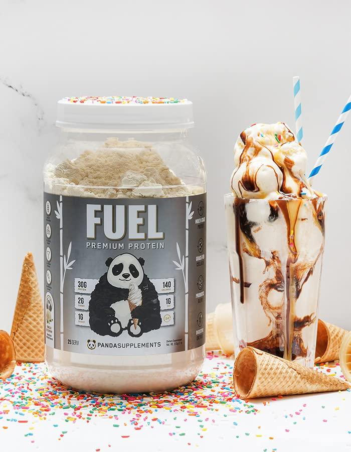 Underground Bio Labs PANDA FUEL Premium Protein Non-GMO Whey Protein Isolate ,Grass-Fed Hydrolyzed Collagen, Whey, Casein Protein, Egg Protein, Pro-Biotics, Digestive Enzymes.Multi-Stage 25 Servings (Vanilla Ice Cream)