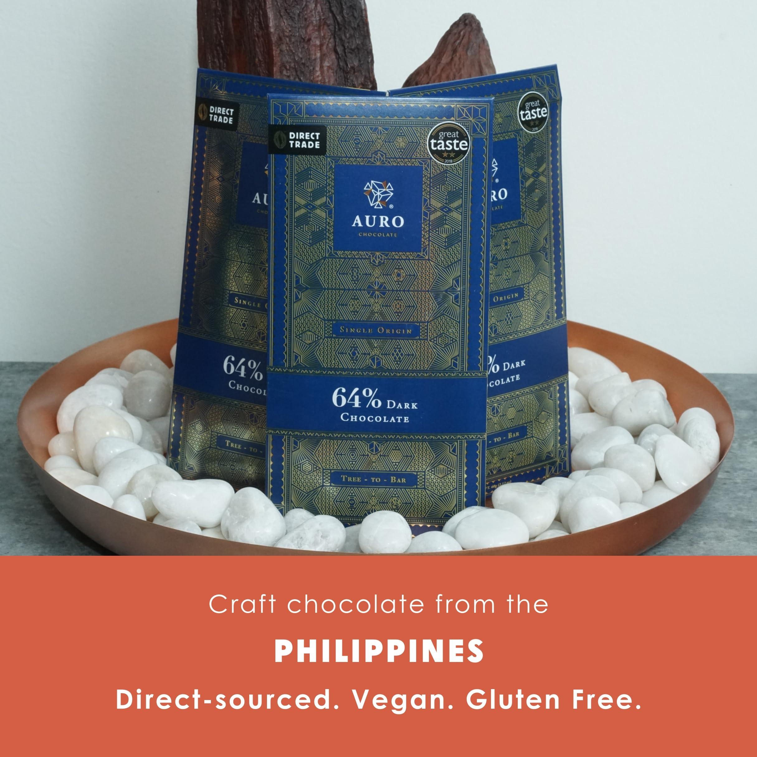 Auro Chocolate Auro - Filipino Chocolate Bundles (Dark Chocolate 64%, 3 Pack)