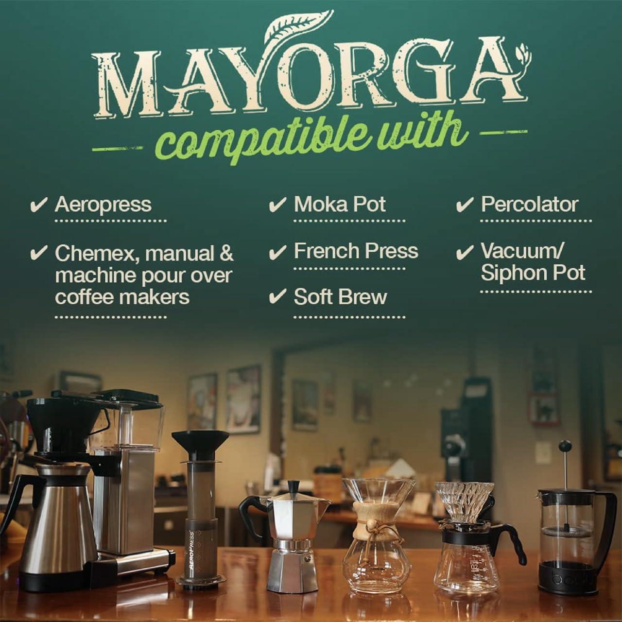 Mayorga Mayorga Medium Roast Whole Bean Coffee, 2 lb bag - Mayan Blend Organic Coffee Roast - Direct Trade, Specialty Grade, Non-GMO 100% Arabica Coffee Beans