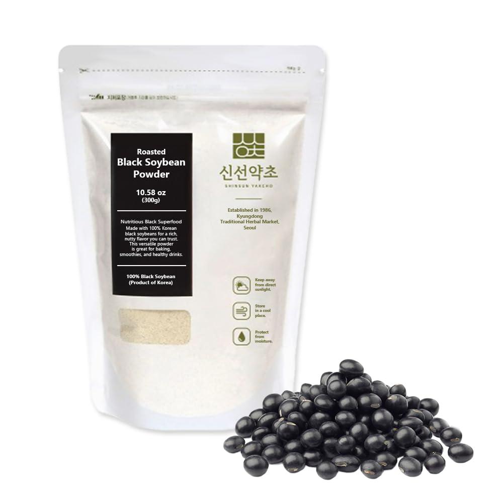 KOREAC KOREAC_ Korean Roasted Black Soy Bean Powder 300g(10.6 oz), 100% Natural, Nourishing Black Food, Rich & Savory, (300g(10.6 oz)_1Pack)