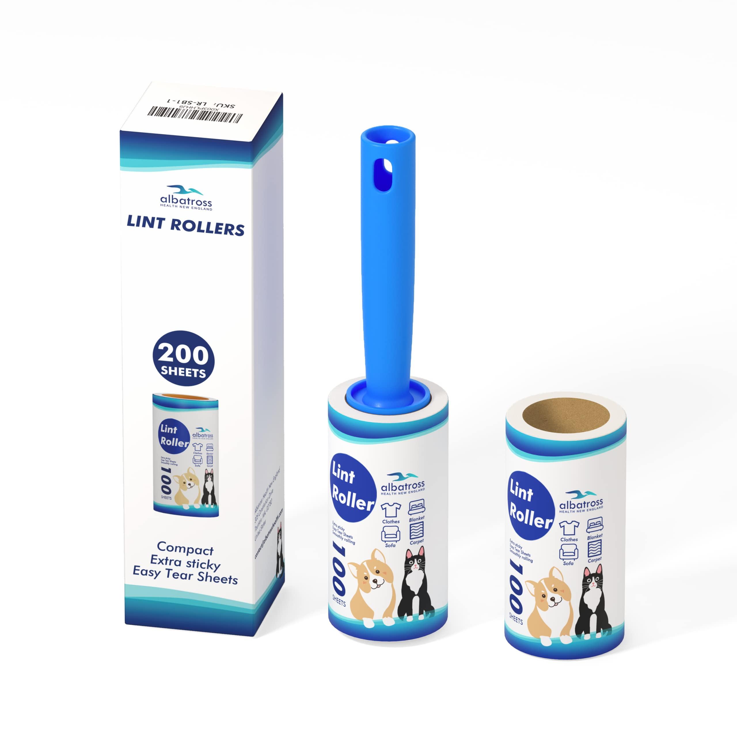 Albatross Health New England Lint Rollers for Pet Hair Extra Sticky, 200 Sheets Lint Rollers for Pet Hair Removal, Dog and Cat Lint Remover for Clothes, Furniture, Carpet