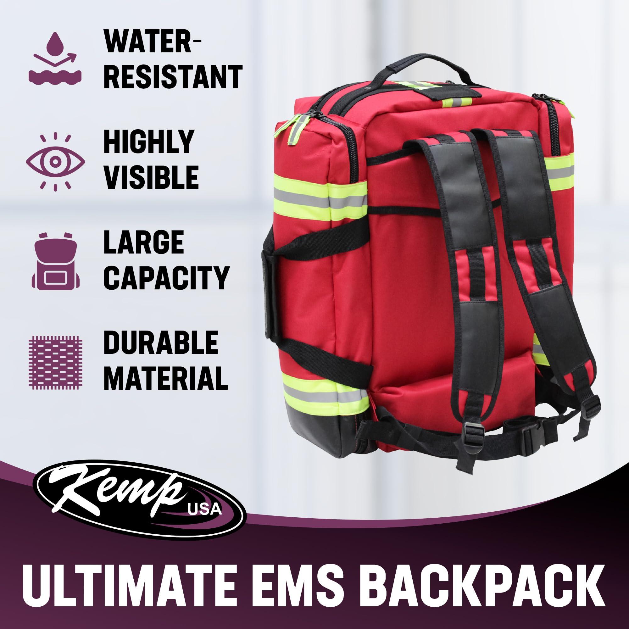 Kemp USA Kemp USA Ultimate EMS Backpack - EMT Bag | Emergency Backpack with a strap for D Oxygen Cylinder | Medical Backpack for Search and Rescue Tools | Large Medic Bag for EMT Kit | 8 Lbs.