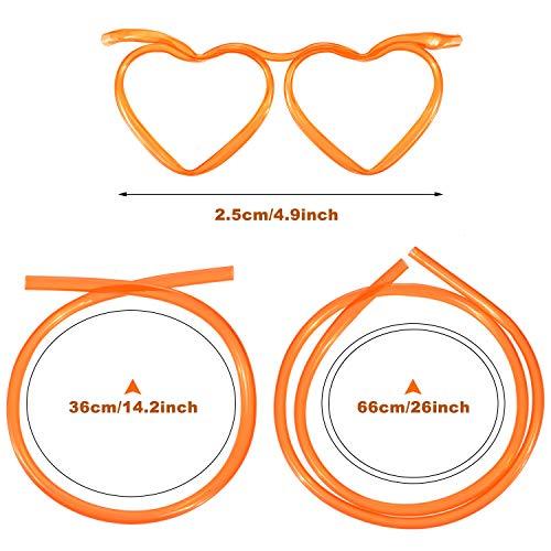 Skylety 8 Pcs Drinking Straw Eyeglasses Plastic Silly Straw Eyeglasses DIY Drinking Straw Glasses in Cute Heart Fun Loop Straws Crazy Eyeglasses for Adults Kids Annual Meeting Parties Birthday (4 Colors)
