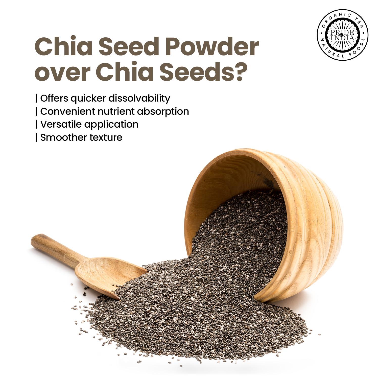 Pride Of India Pride Of India- Premium Black Chia Seeds Powder 1 lbs (454 gm) Mild Nutty Earthy Taste Freshly Milled in Small Batches | Used for Baking Coating Thickening | Vegan, Gluten-Free