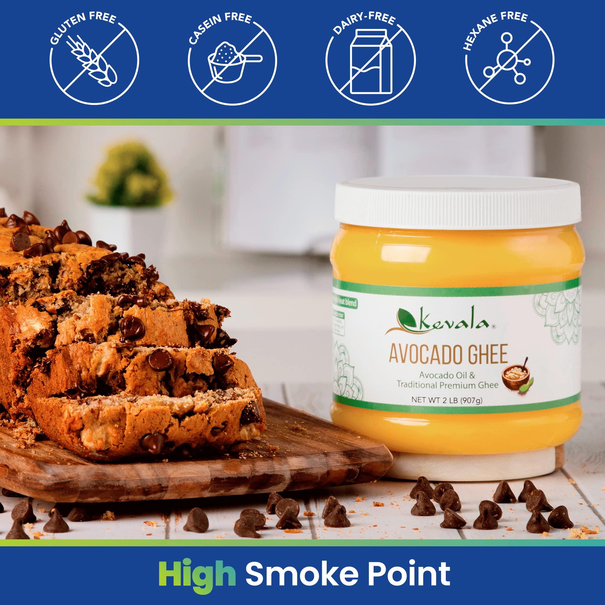 kevala Kevala Avocado Ghee Blend - Ghee Butter - Avocado Oil - Spreadable Butter - Avocado Cooking Oil - Ghee Clarified Butter Unsalted - Cold Pressed Avocado Oil - 17.6 oz - 1.1 lb - Paleo - Casein Free - Gluten Free - Lactose Free