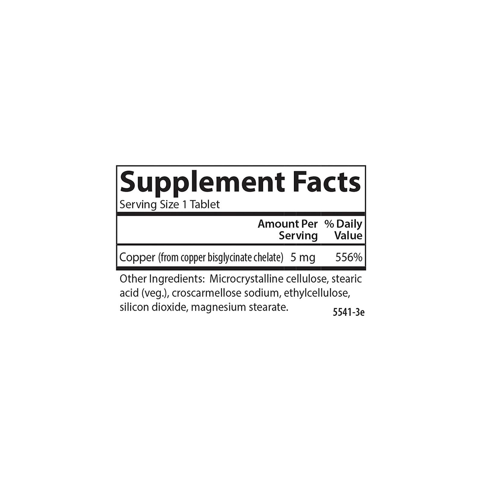 Carlson Carlson - Chelated Copper, 5 mg, Superior Absorption, Cardiovascular Health, Nerve Function & Immune Support, 100 Tablets