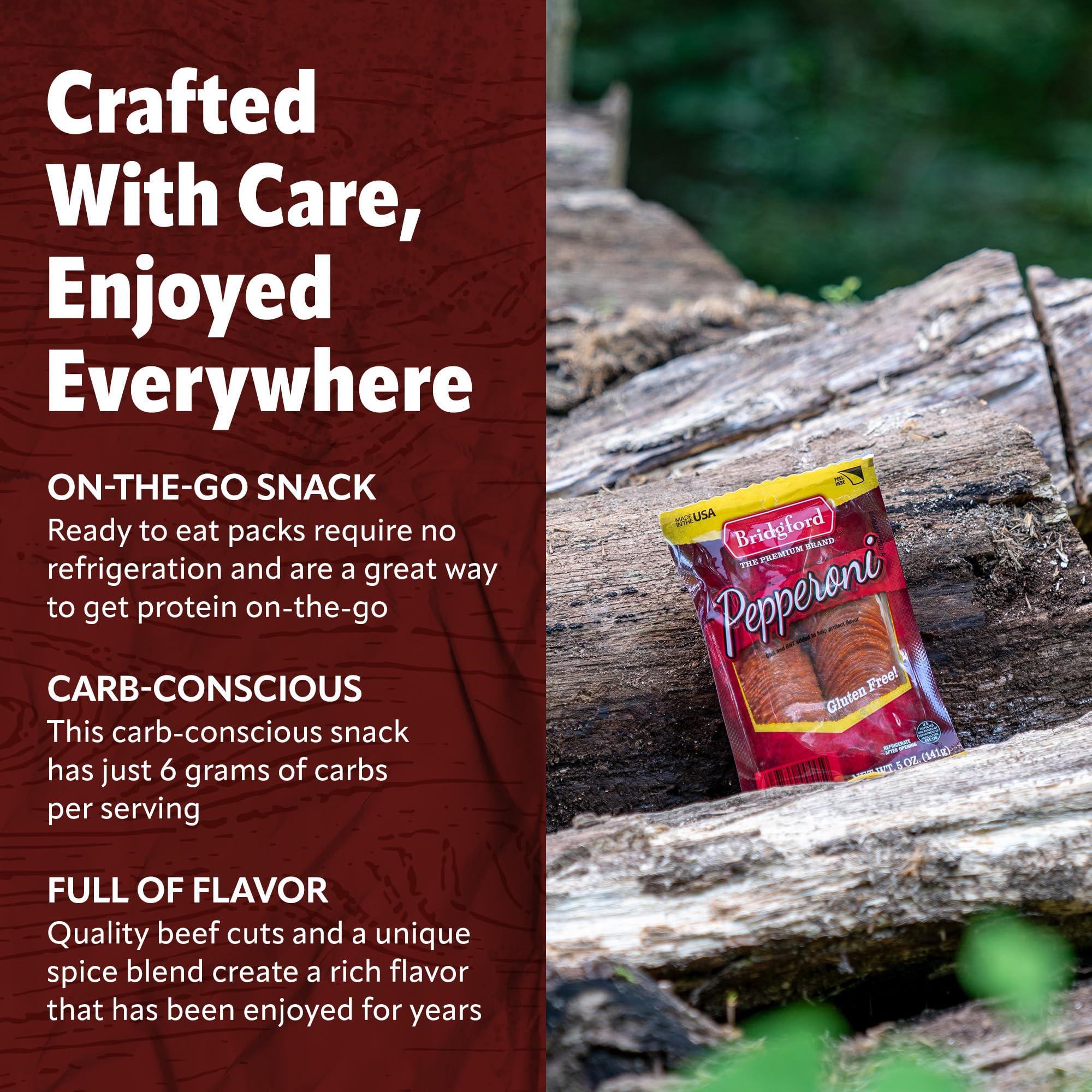 Bridgford Bridgford Sliced Pepperoni 5 oz Pack of 2 - Gluten-Free Pepperoni Slices for Pizza and Sandwiches - Zero Carb Sliced Pepperoni for Keto Diets - Ready-to-Eat Pepperoni Slices for On-the-Go Snacking