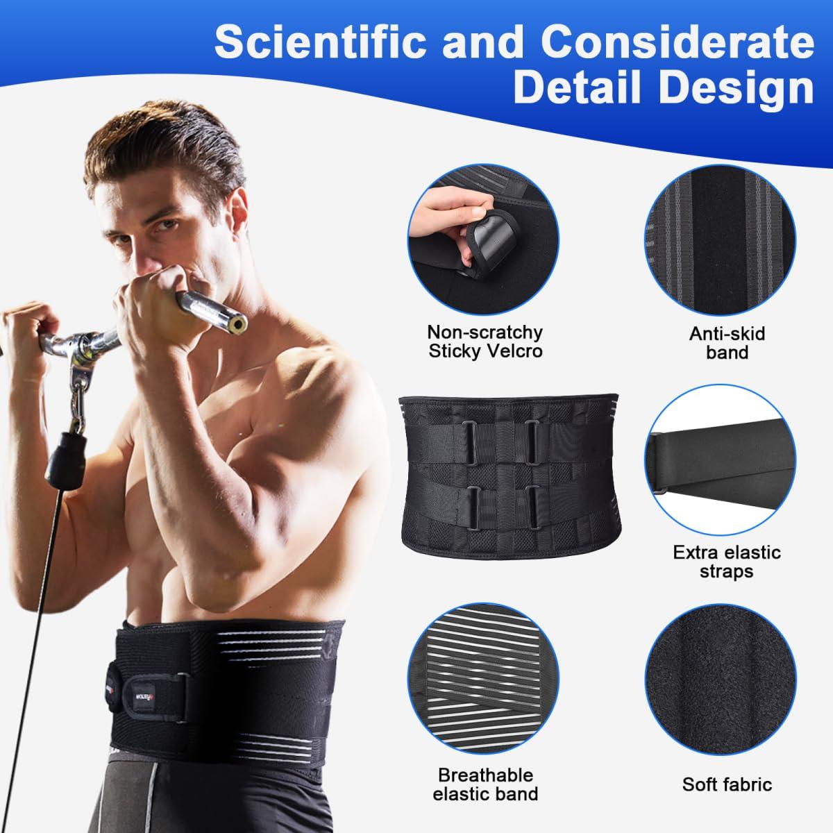 Erarrow Back Braces for Men and Women, Back Support Belt for Lower Back Pain Relief with 6 Stays, Breathable Lumbar Support Belt with Dual Adjustable Straps for Sciatica,Herniated Disc(L)