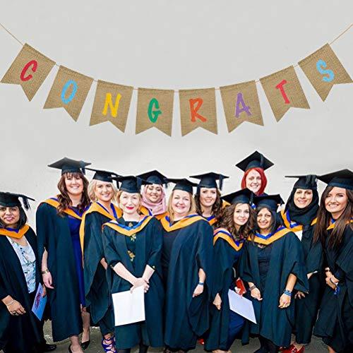 Amosfun Graduation Bunting Banner Congrats Banners Garland Dcorations Congratulations Sign Graduation Party Decor Supplies (Style A)
