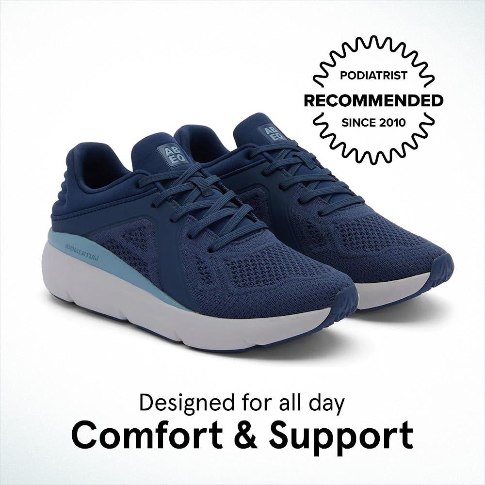 ABEO ABEO MXV Shift Womens Metatarsal Footbed Walking Shoes | Orthopedic Shoes for Women | Ball of Foot Pain Relief | Metatarsalgia Shoes Navy Knit 7.5 Medium