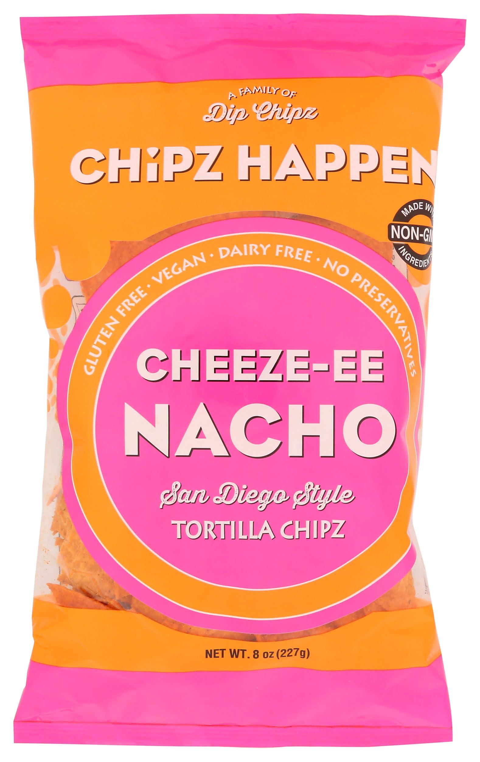 Chipz Happen Chipz Happen So Cheez-ee Nacho Tortilla Chips, Dairy Free, 8 Ounces (Pack Of 12)