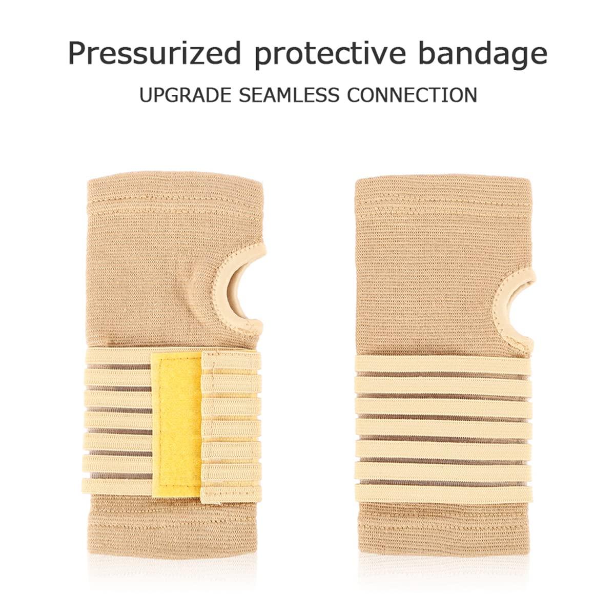 Muyoka Muyoka 2pcs Wrist Bandage Support Women\'s Wrist and Hand Sleeve Beige Wrist Hand Support Gloves Elastic Wrist Support with Strap for Sprains Injury or Sports