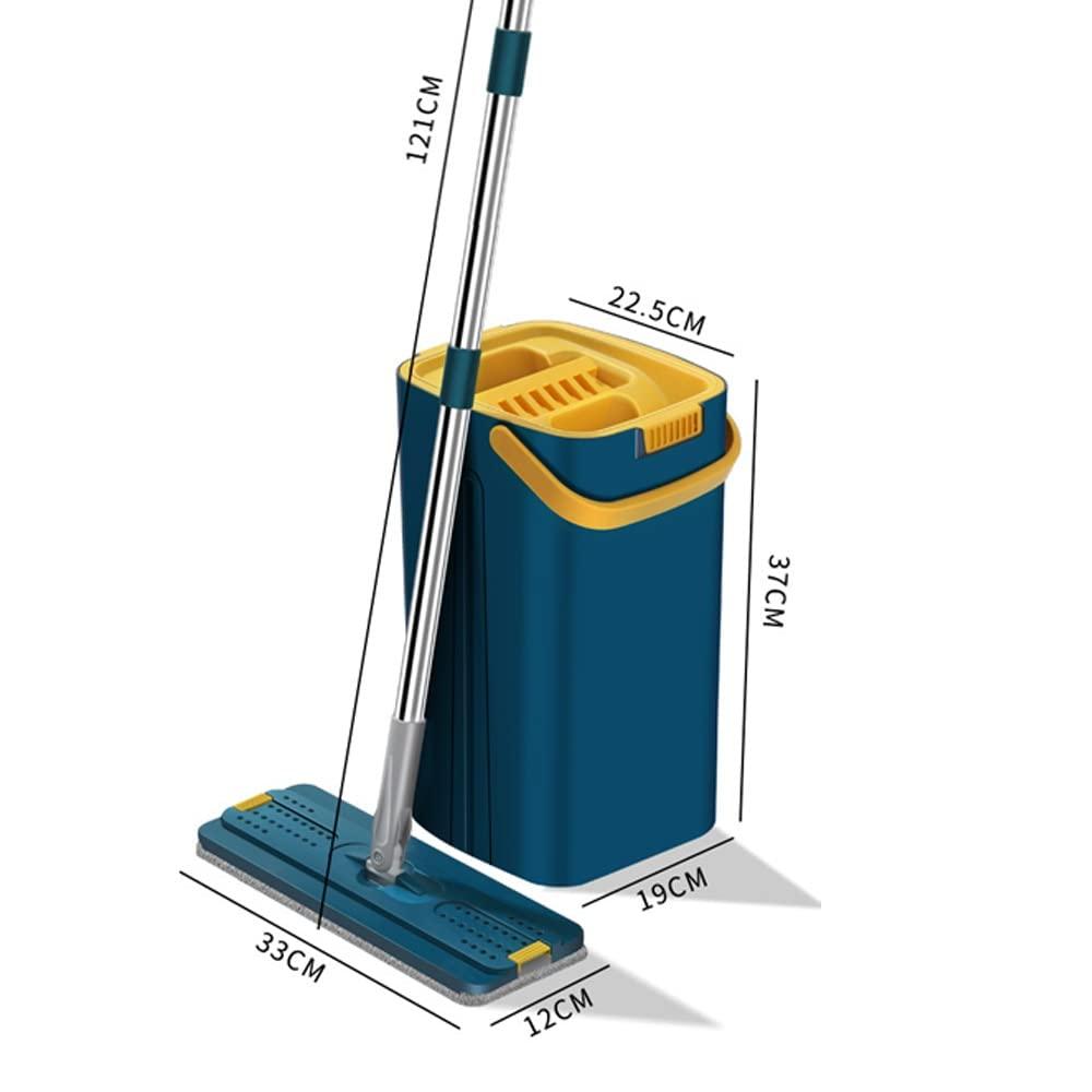 GRFIT Microfiber Mop Flat Squeeze Mop with Bucket 360 Rotating Hand Free Washing Floor Cleaning Mop Microfiber Pads Wet Dry Usage Home Wood Floor Cleaning Tile Floor Cleaning (Color : B-Bucket Mop 4pcs Pad
