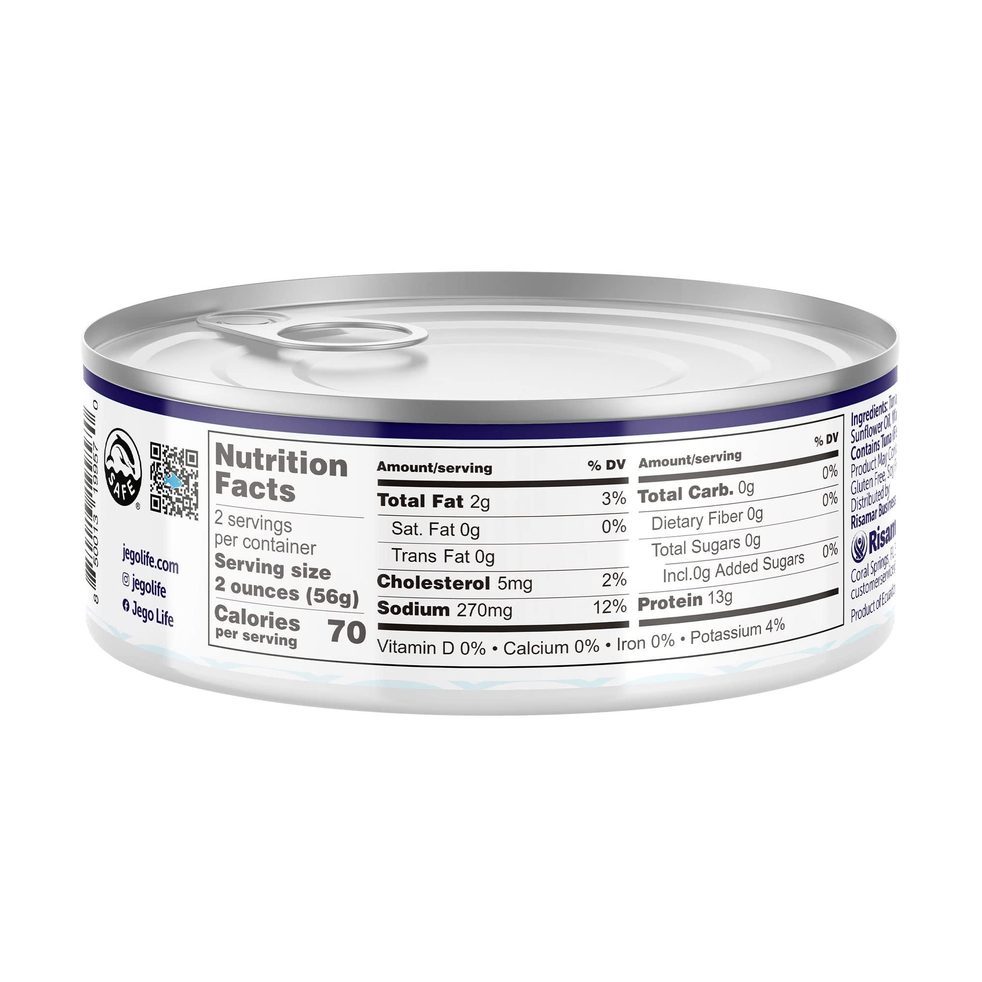 JEGO Jego Solid Tuna in Sunflower Oil | Wild Natural Catch Tuna | Keto | Low Carb | Gluten Free | Soy Free | Canned | Ready to eat | Pack of 3 | 5oz can