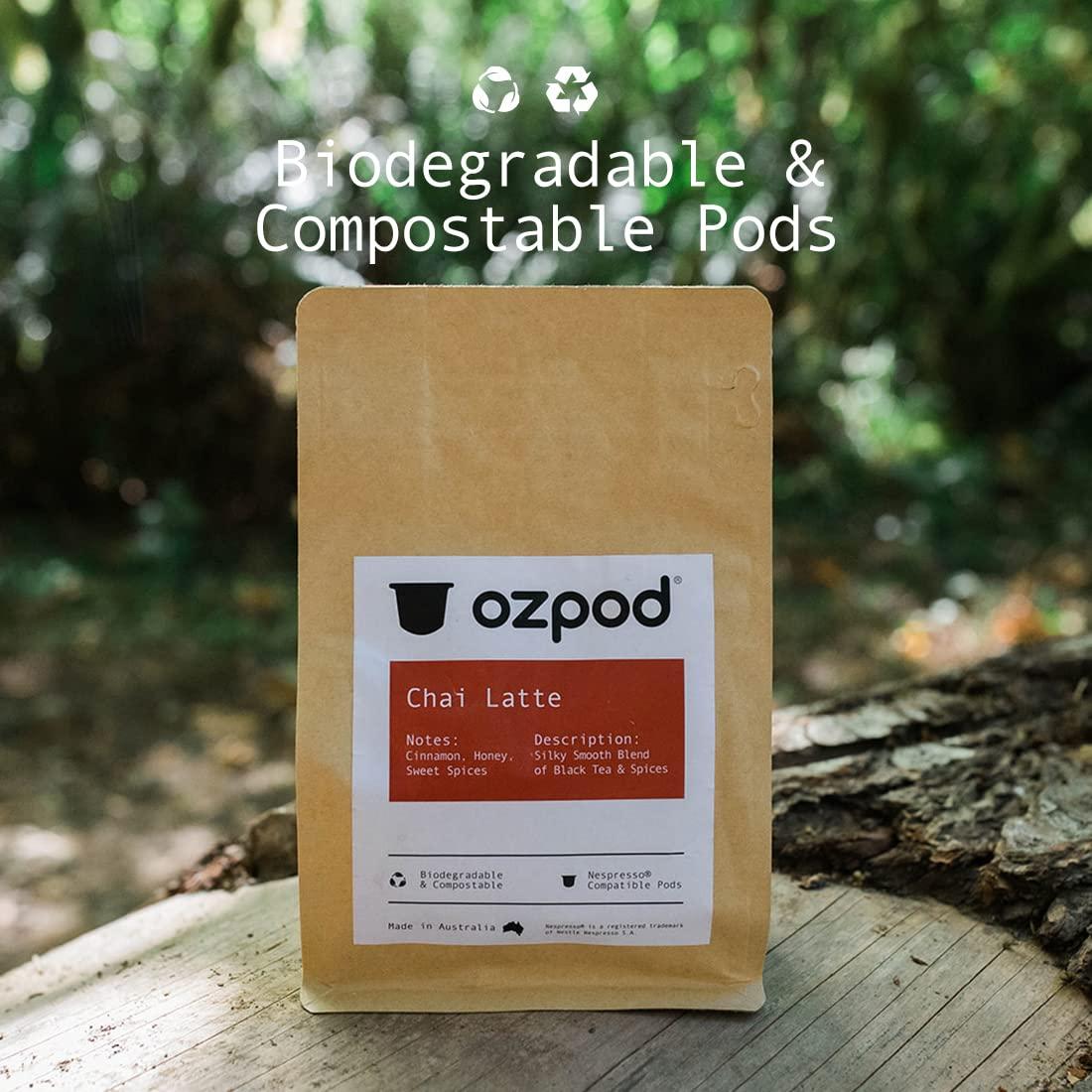 OzPod - EcoCapsule Perfection OzPod Chai Tea Capsules for Nespresso, Premium Pods, 100% Compostable and Biodegradable from Australia, Compatible with Nespresso Original, 15 Single Serve Cups, Fair Trade
