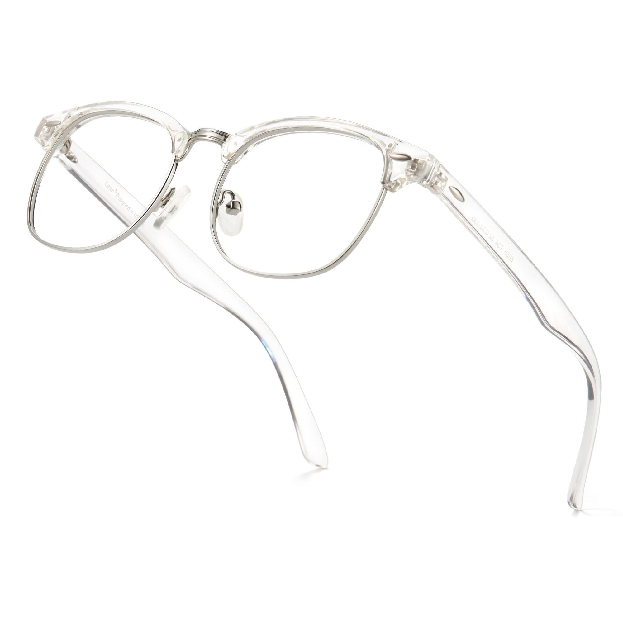 Cyxus Cyxus Blue Light Glasses Men Retro Semi Rimless Clear Blue Light Glasses for Computer Eye Strain Gaming Glasses Anti Harmful Blue Light for Men Women