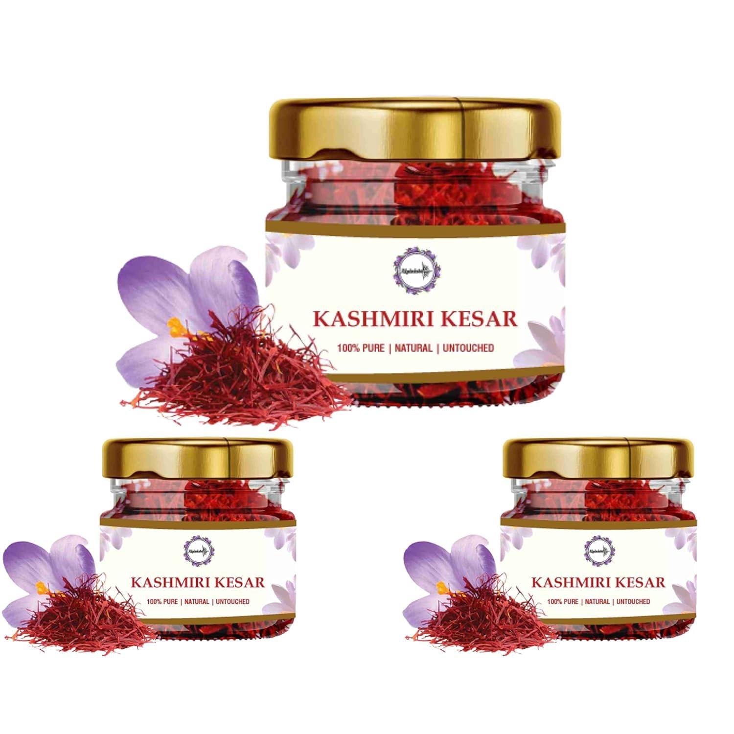 Generic Original Kashmiri Saffron 3g / kungumapoo, kesar (Grade A+++) kumkuma puvvu for Pregnant Women/Cooking/Skin/Pooja Pack of 3, (3 X 1g)