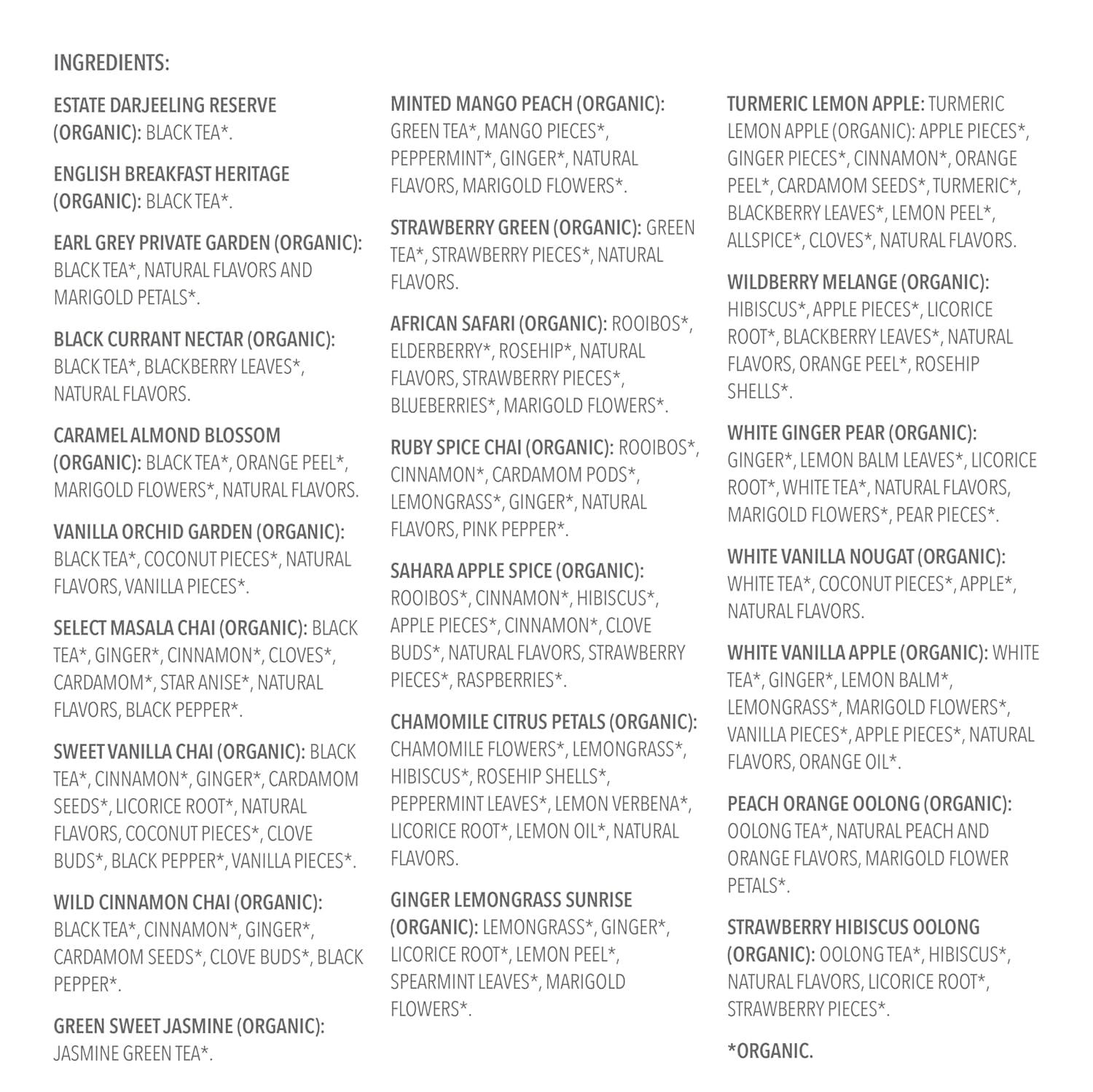 Teabloom Teabloom - World\'s Finest Pyramid Tea Collection, 24 Varieties of USDA Certified Organic Teas - Black Tea, Green Tea, White Tea, Oolong Tea, and Herbal Tea Blends