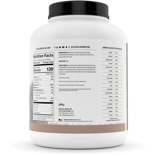 Levels Nutrition Levels Grass Fed Whey Protein, No Artificials, 24G of Protein, Chocolate Mocha, 5LB