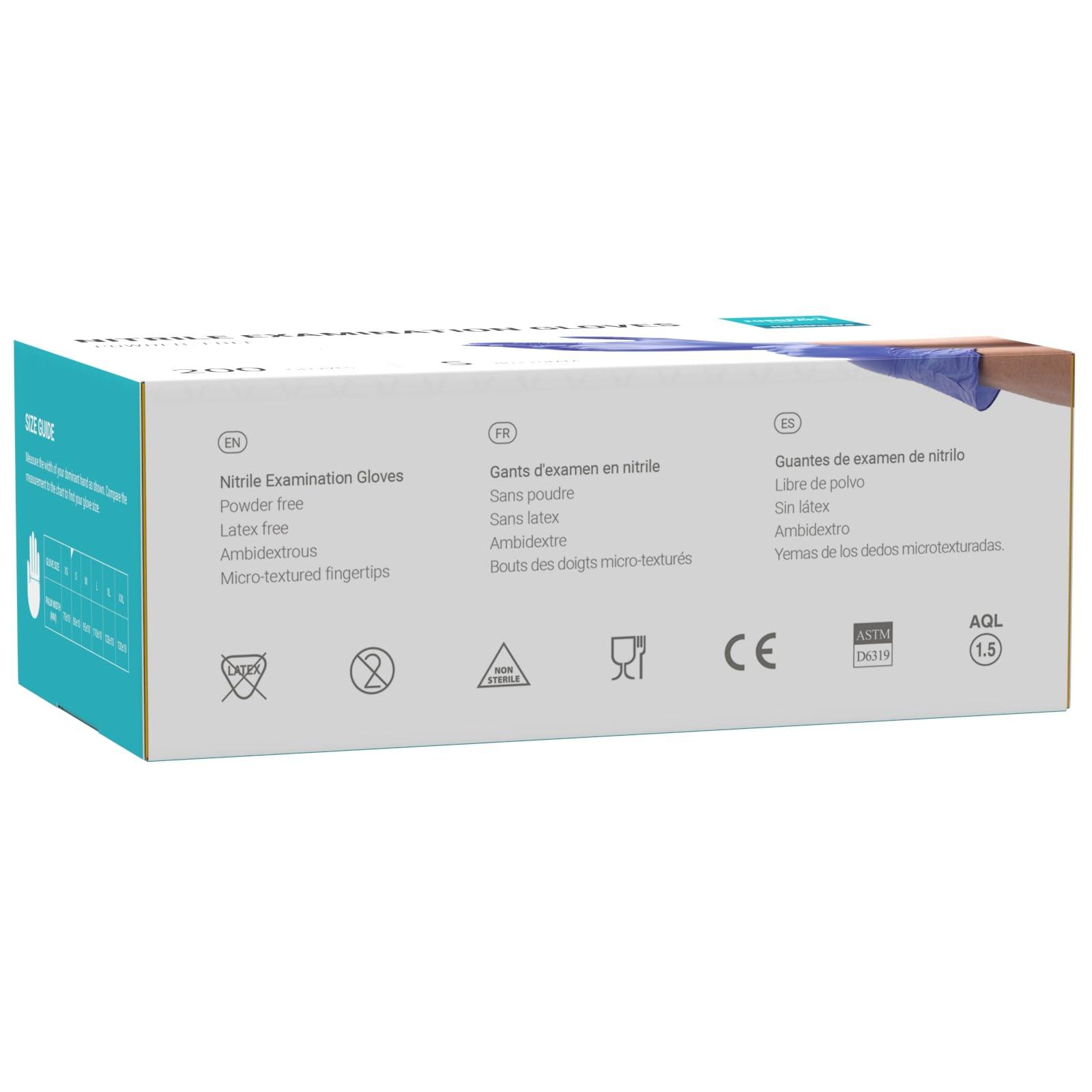 EUROPAPA EUROPAPA Nitrile Examination Gloves, Purple, S, Pack of 200