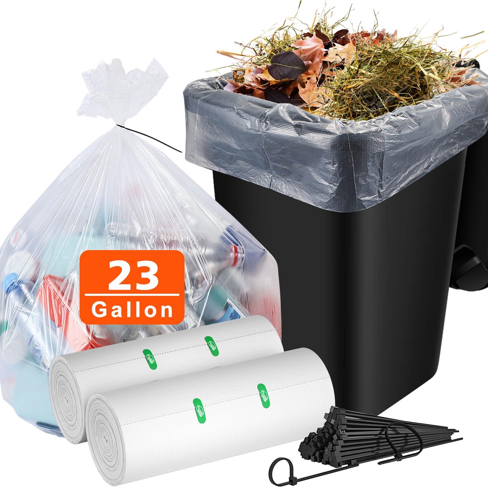 AYOTEE AYOTEE 23 Gallon Trash Bags with Zip Ties, Large Clear Trash Bags 20 Gallon, 50 Count Extra Large Garbage Bags Clear Garbage Bags for Home, Office, Recycling, Lawn and Leaf