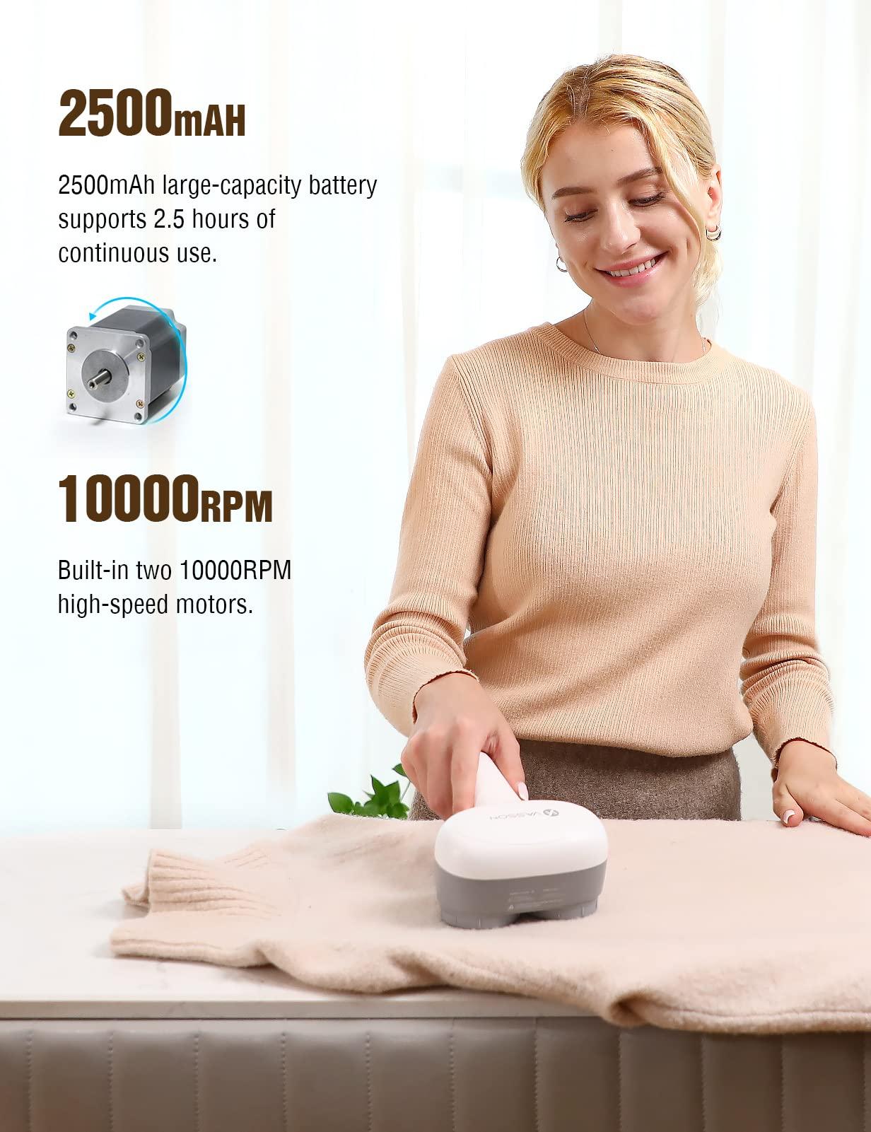 VASSON VASSON Fabric Shaver, Electric Lint Remover, Rechargeable Lint Shaver, Sweater Shavers to Remove Pilling, Large Fuzz Remover for Clothes Couch Furniture (Greyish White)