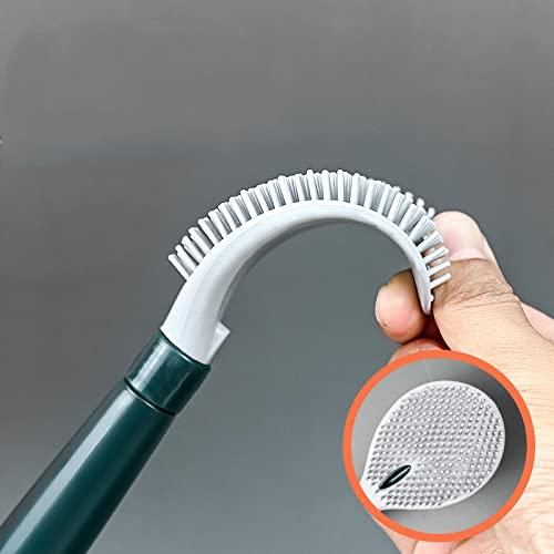 Follsy Toilet Cleaning Brush Silicone Toilet Brush Long Handle Toilet Cleaner Cleaning Brush-Dark Green
