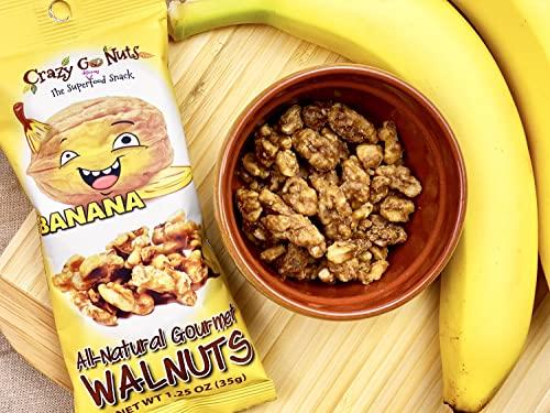 CrazyGoNuts Crazy Go Nuts Walnuts - Banana, 1.25 oz (6-Pack) - Healthy Snacks, Vegan, Gluten Free, Superfood - Natural, Non-GMO, ALA, Omega 3 Fatty Acids, Good Fats, and Antioxidants