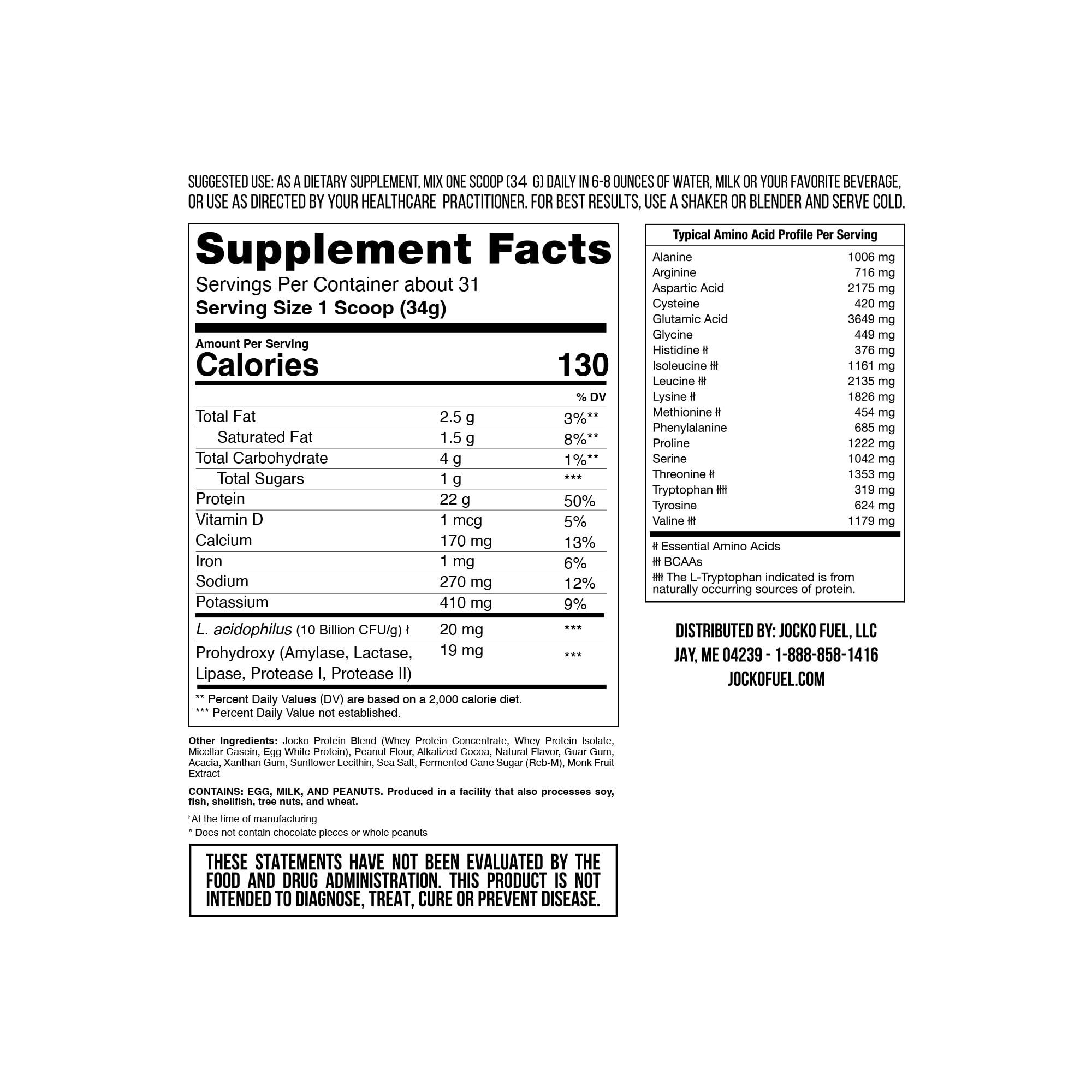 Jocko Fuel Jocko Mlk Whey Protein Powder 22g Low Sugar Monk Fruit Blend - Muscle Recovery & Growth, Packaging May Vary (31 Servings, Chocolate Peanut Butter)