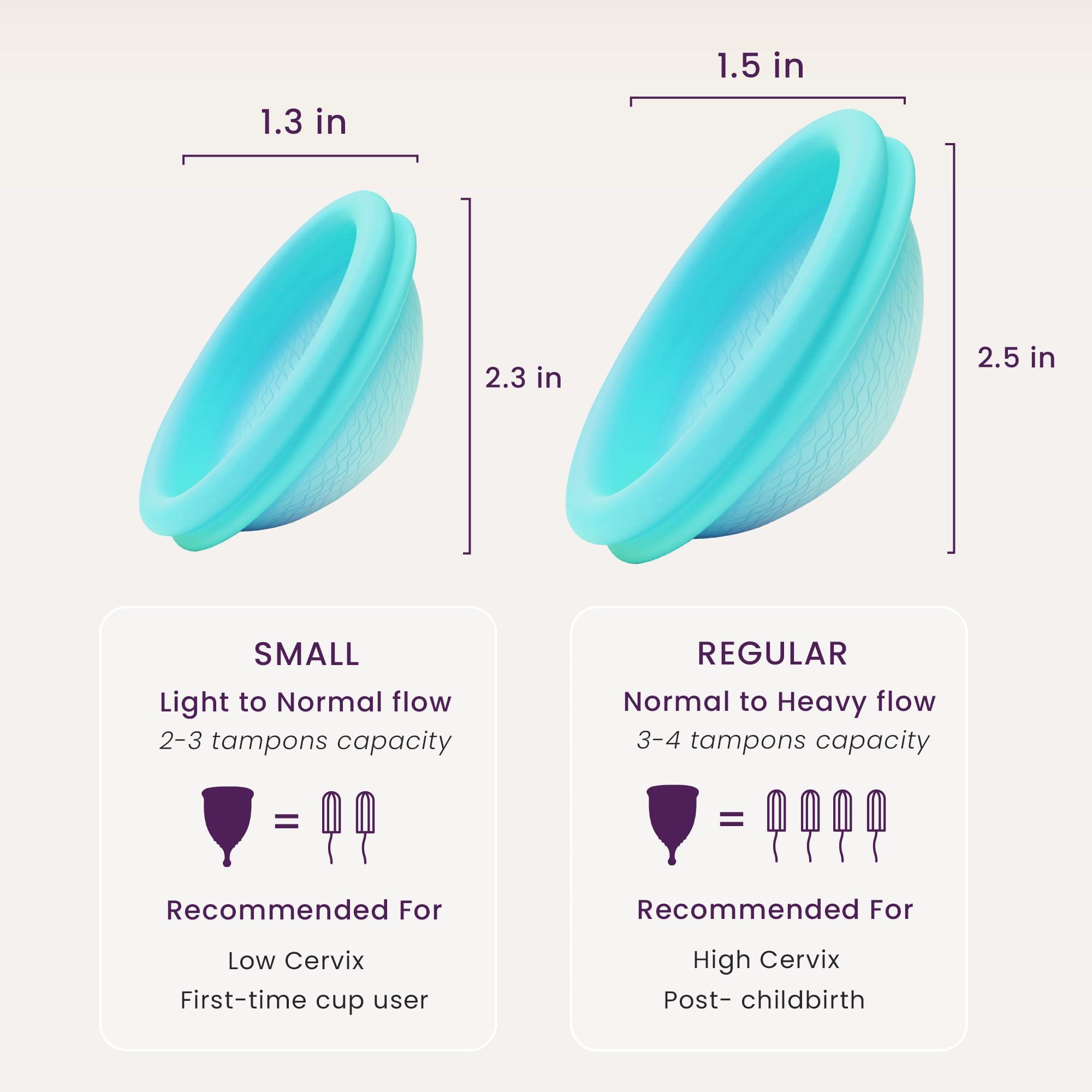 EcoBlossom Ecoblossom Reusable Menstrual Disc - Large Menstrual Cup - Soft Period Disc for Women Designed with Flexible, Medical-Grade Silicone Period Cup (Large, Cyan)