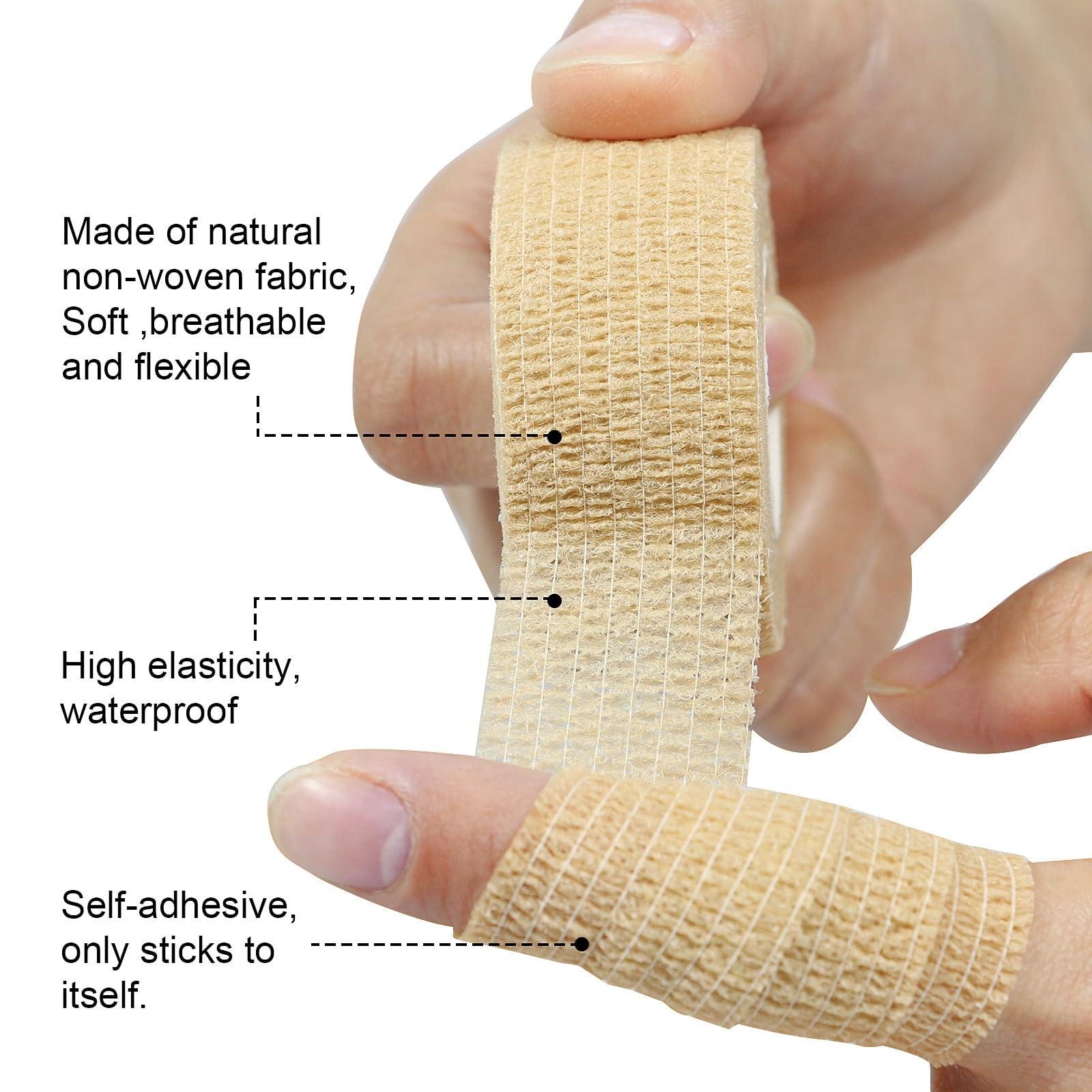 GooGou GooGou Self Adhesive Wrap Bandage Cohesive Bandage Breathable Self Adherent Wrap for Sprain Swelling and Soreness on Wrist and Ankle 10PCS 1 in X 14.7 ft (Green)
