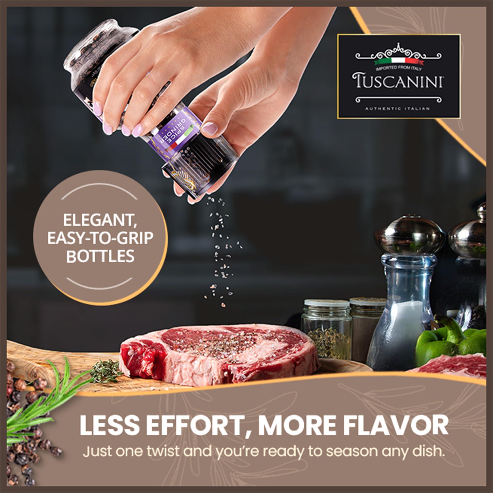 Tuscanini Tuscanini Premium Black Pepper Spice Grinder, 1.76oz | Freshly Ground Pepper | Product of Italy