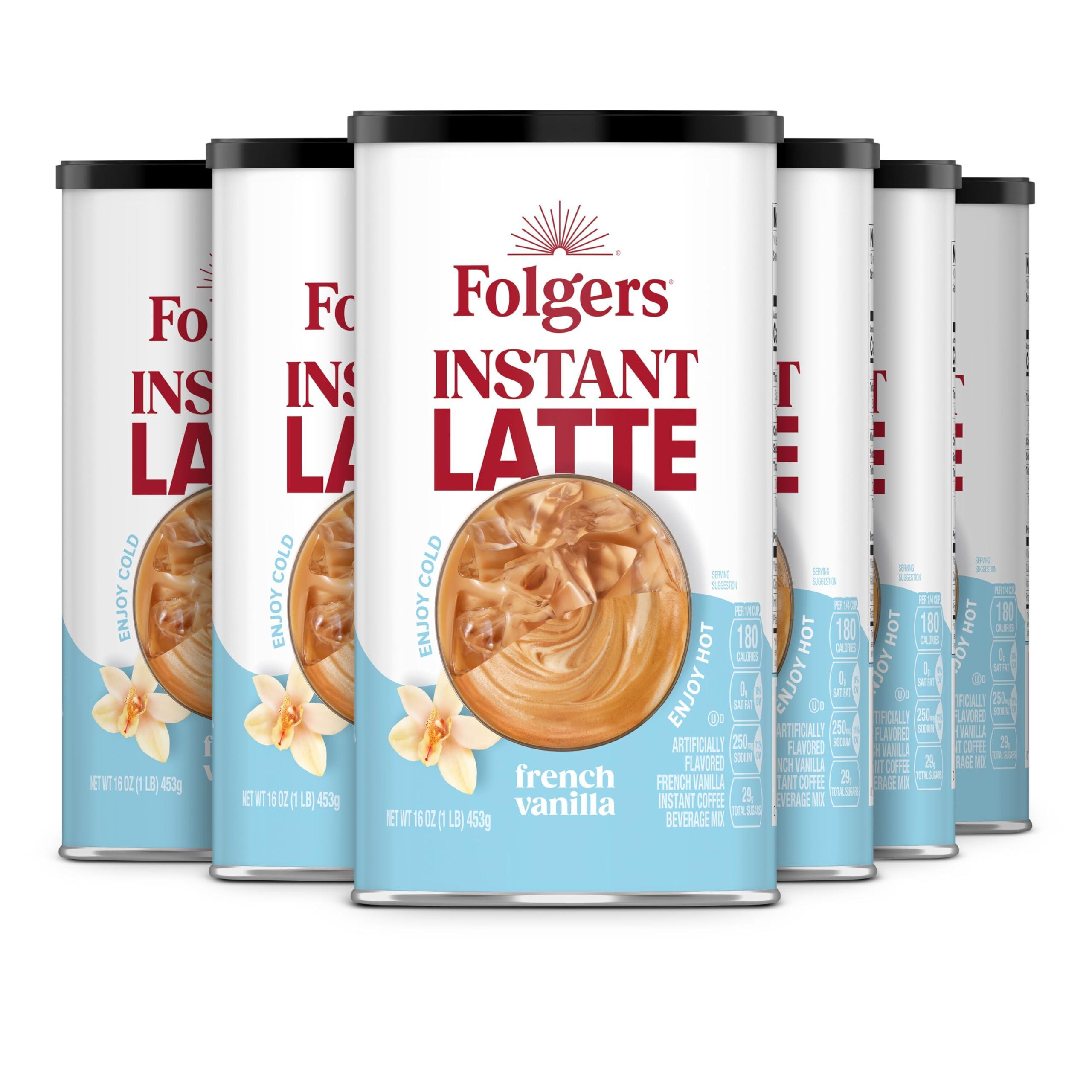 Folgers Folgers French Vanilla Flavored Instant Latte, 16 Ounce (Pack of 6)