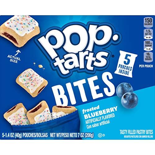 Pop-Tarts Pop-Tarts Baked Pastry Bites, Kids Snacks, School Lunch, Frosted Blueberry (5 Boxes, 25 Pouches)