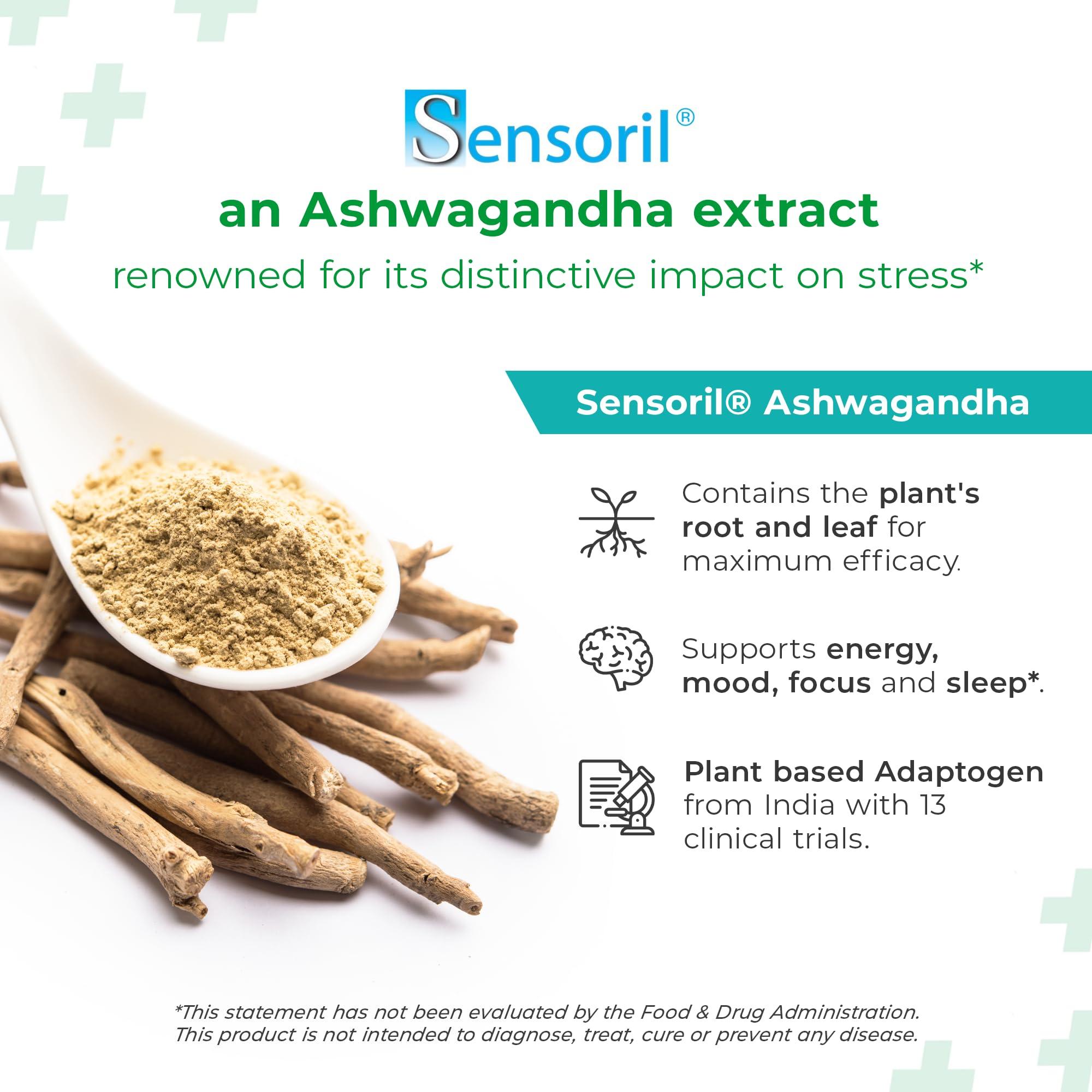Bio-K Plus Bio K+ Extra Stress Support with Sensoril - Ashwagandha  Vegan Probiotics Supplement for Everyday Stress, Relieving Sleeplessness - 25 Billion CFU 3 Strains  60 Capsules