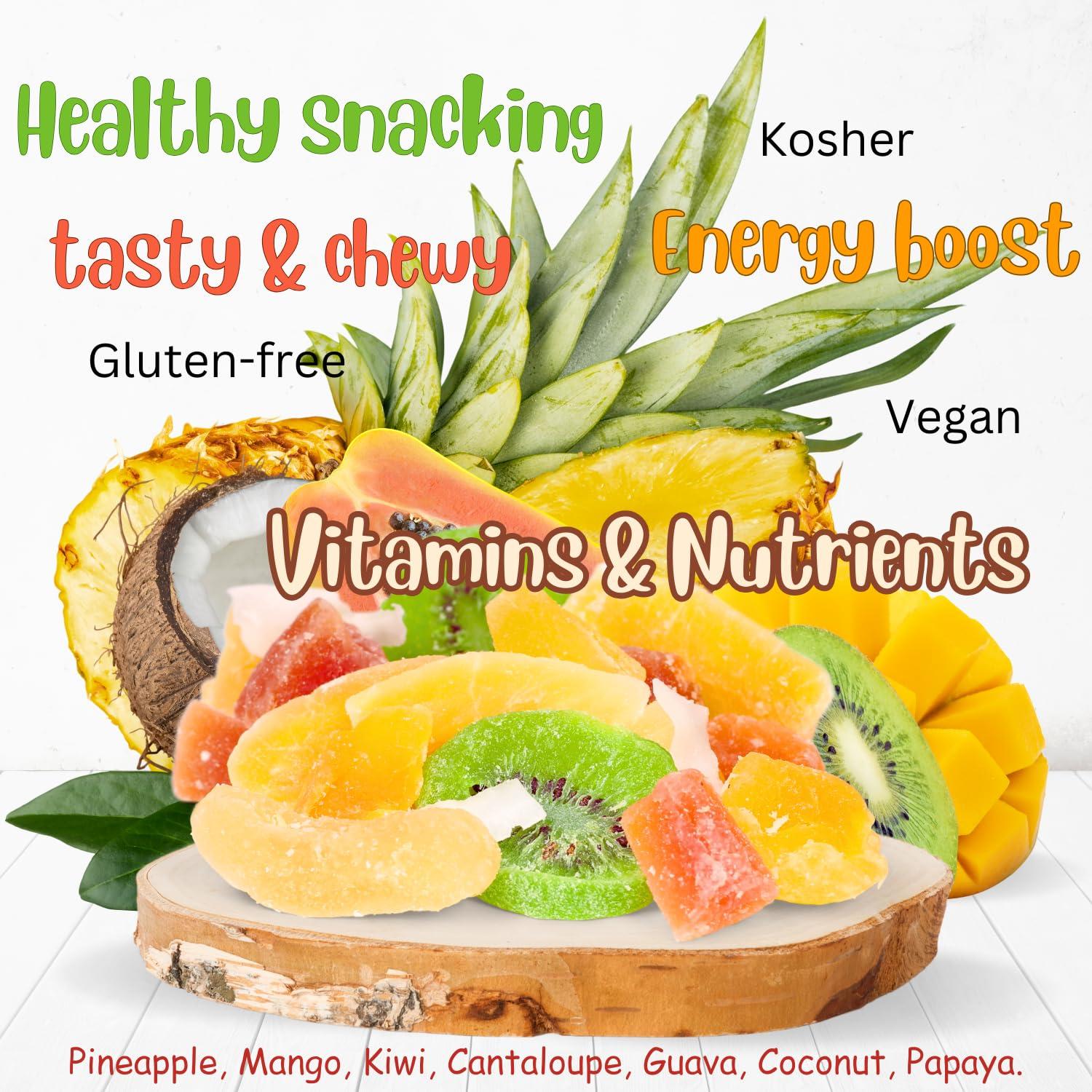 It\'s Delish Tropical Deluxe Dried Mixed Fruit - by Its Delish, 5 Lbs Bulk Bag | Healthy Snacks for Adults | Fresh Snack Mix Dry Fruit | Pineapple Mango Papaya Guava Coconut Kiwi Cantaloupe Medley | Vegan, Kosher