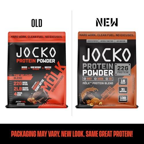 Jocko Fuel Jocko Mlk Whey Protein Powder 22g Low Sugar Monk Fruit Blend - Muscle Recovery & Growth, Packaging May Vary (31 Servings, Chocolate Peanut Butter)