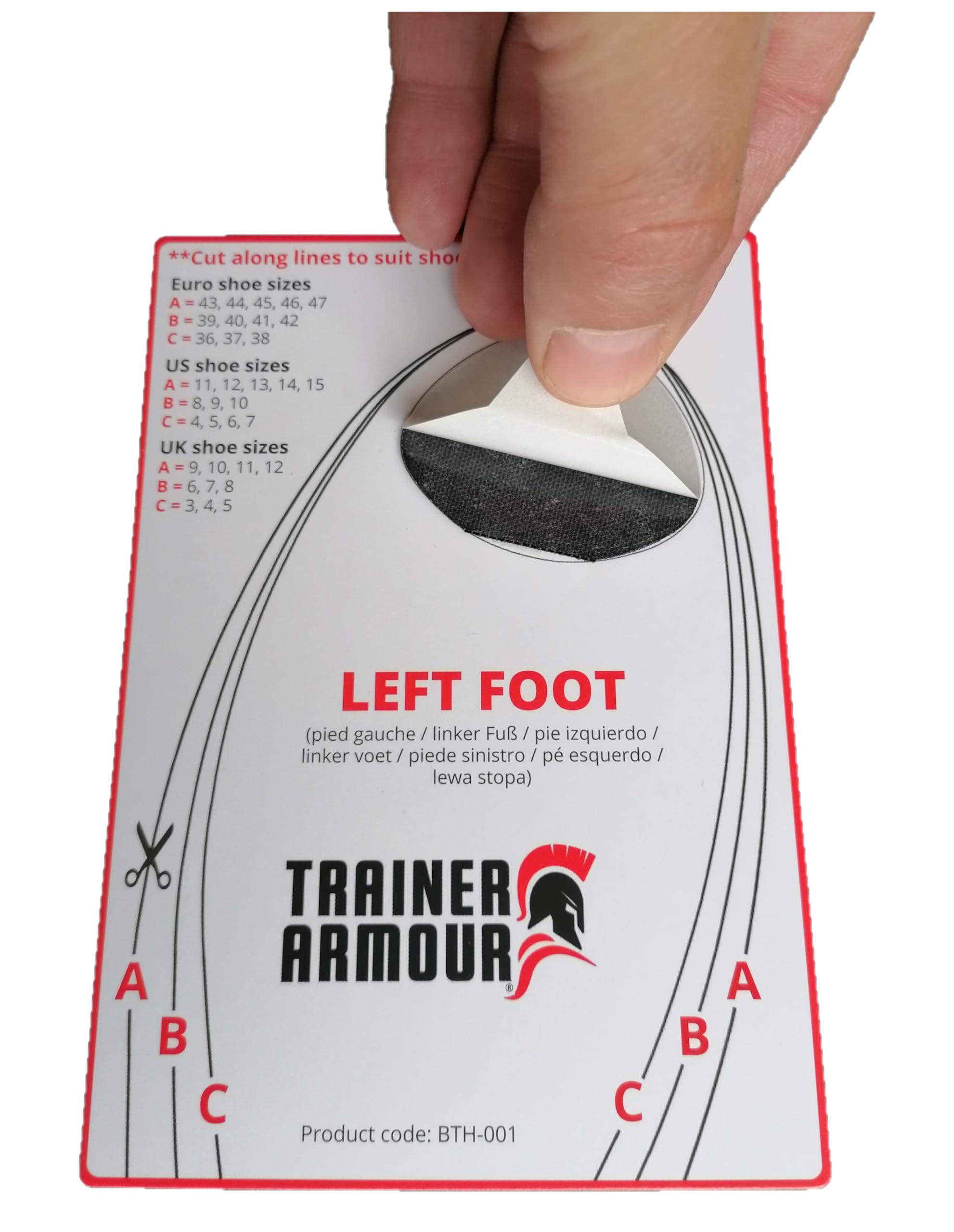 Trainer Armour Trainer Armour - Big Toe Hole Preventer, self-Adhesive Patches with a Clever applicator. Shoe Toe Burst Toe Box Blowout Prevention Insert, Toe Hole Area Repair Patch. for Running Shoes and Sneakers.