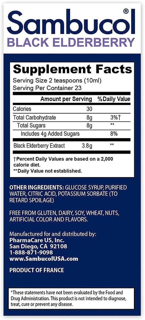 Sambucol Sambucol Black Elderberry Syrup - Sambucus Elderberry Syrup, Black Elderberry Liquid, Immune Support, High Antioxidants, Gluten Free - Original Formula, 7.8 Fl Oz (Pack of 2)