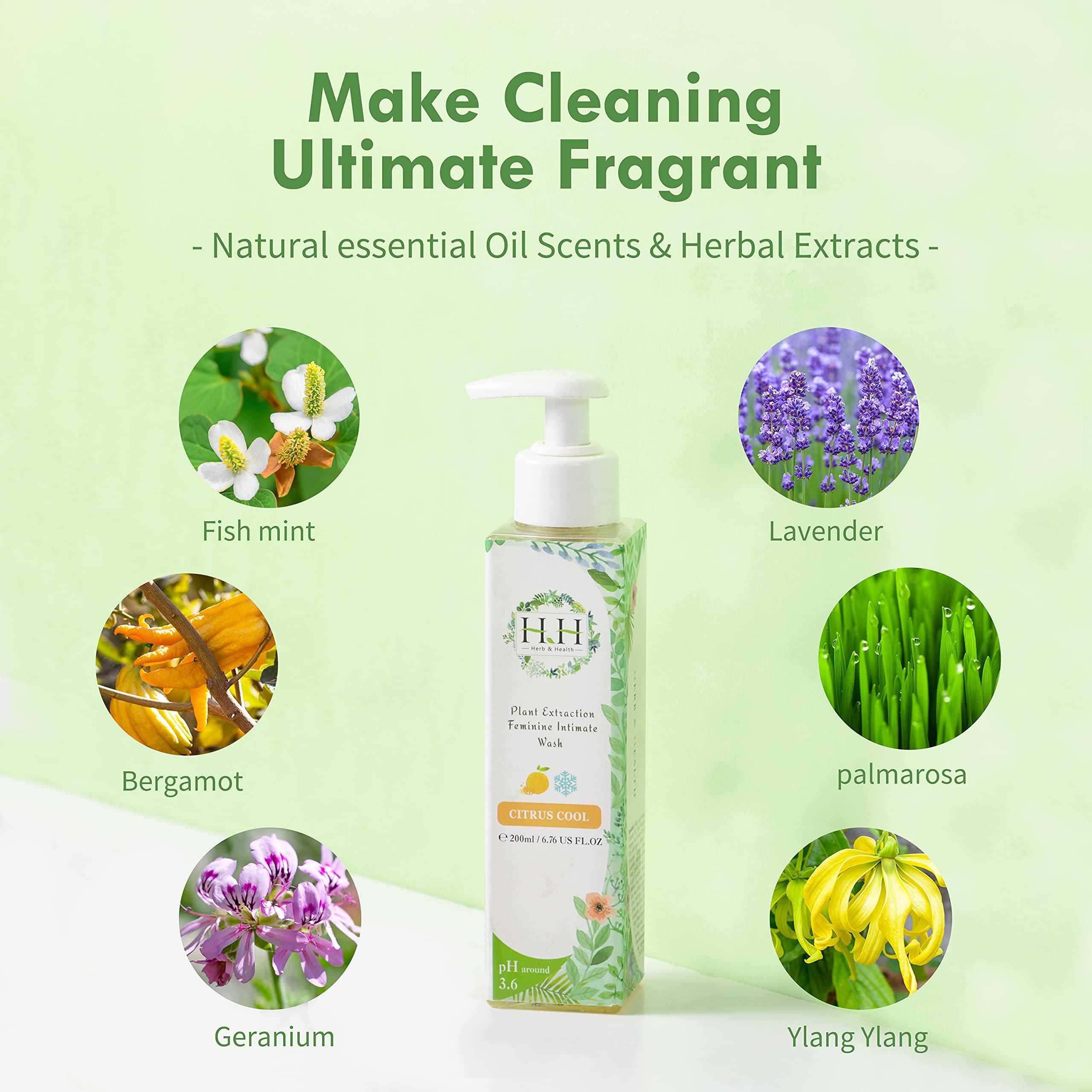 HH Herb & Health HH Herb & Health Feminine Wash, pH Balanced, Removes Odor, Natural Essential Oil Scents - Rose (Cooling Sensation)